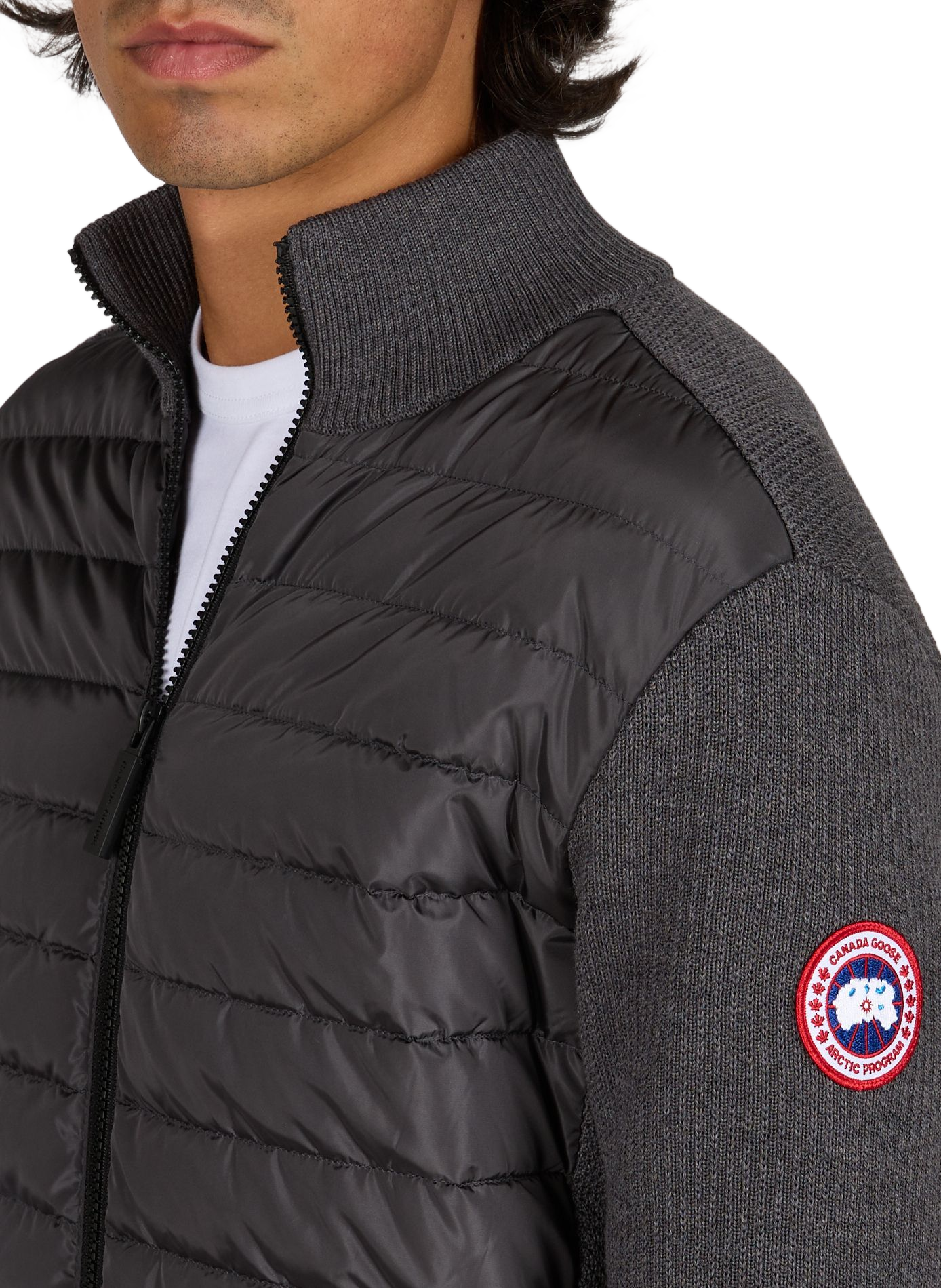 Getailleerde jas van tweemateriaal in wol. CANADA GOOSE Grijs
