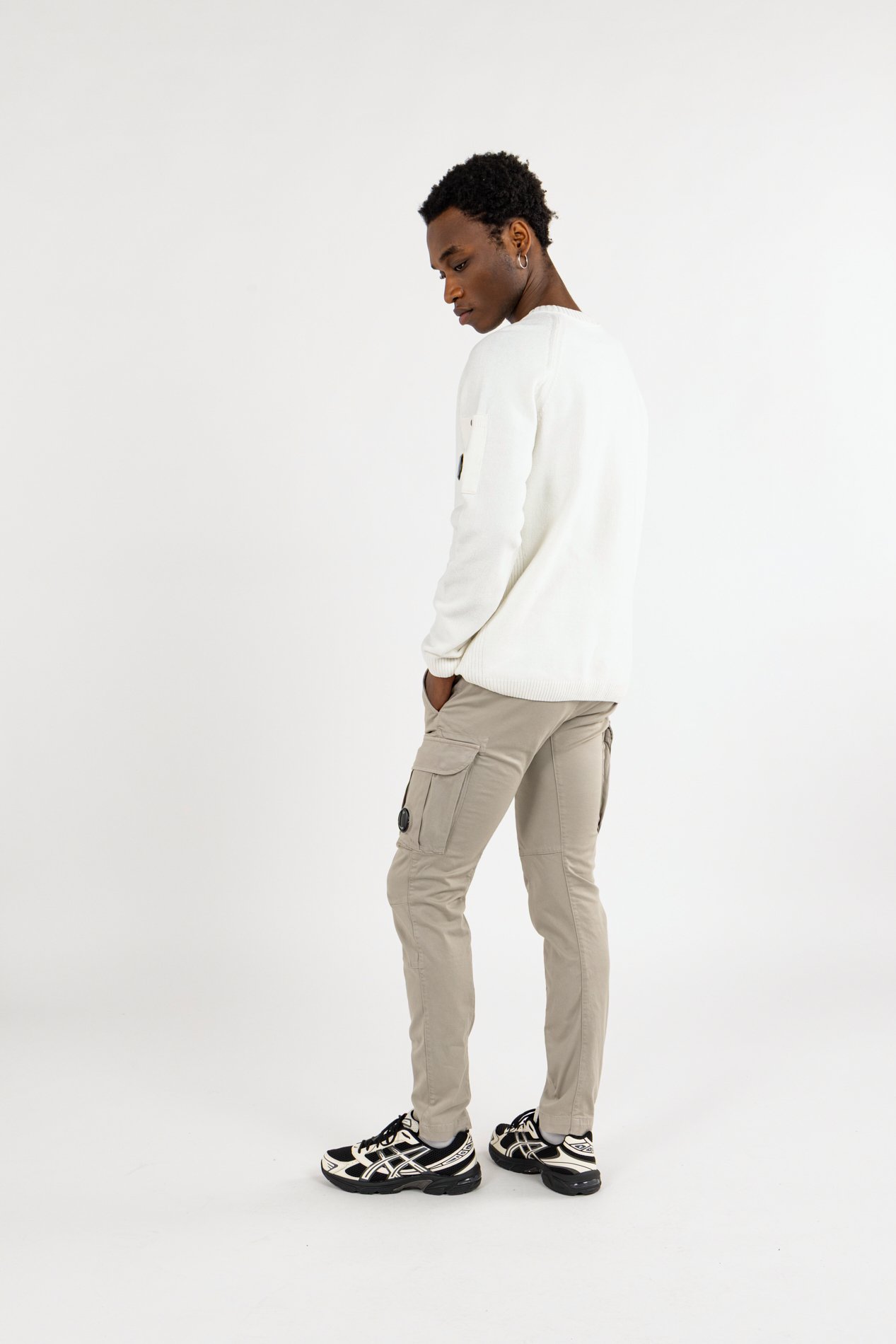 Pull cotton chenille crewneck lens sweater CP COMPANY Blanc