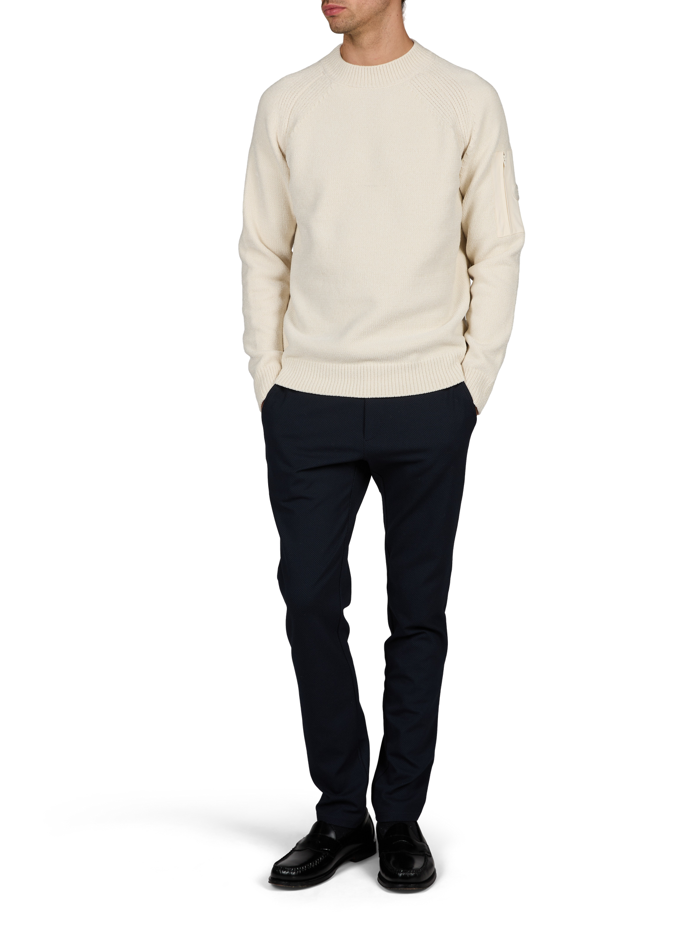 Runder gerader Pullover in Uni-Farbe 1789 CALA Beige