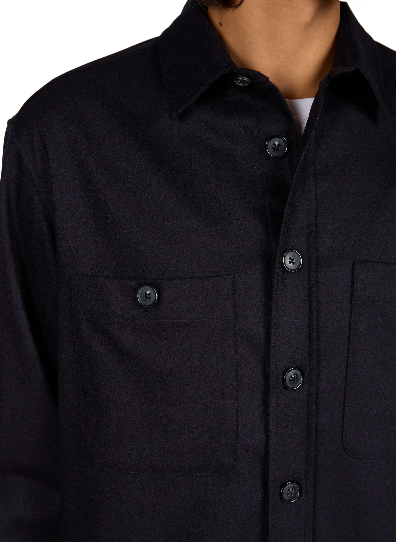Straight-cut shirt in wool and cashmere PT01 Blue