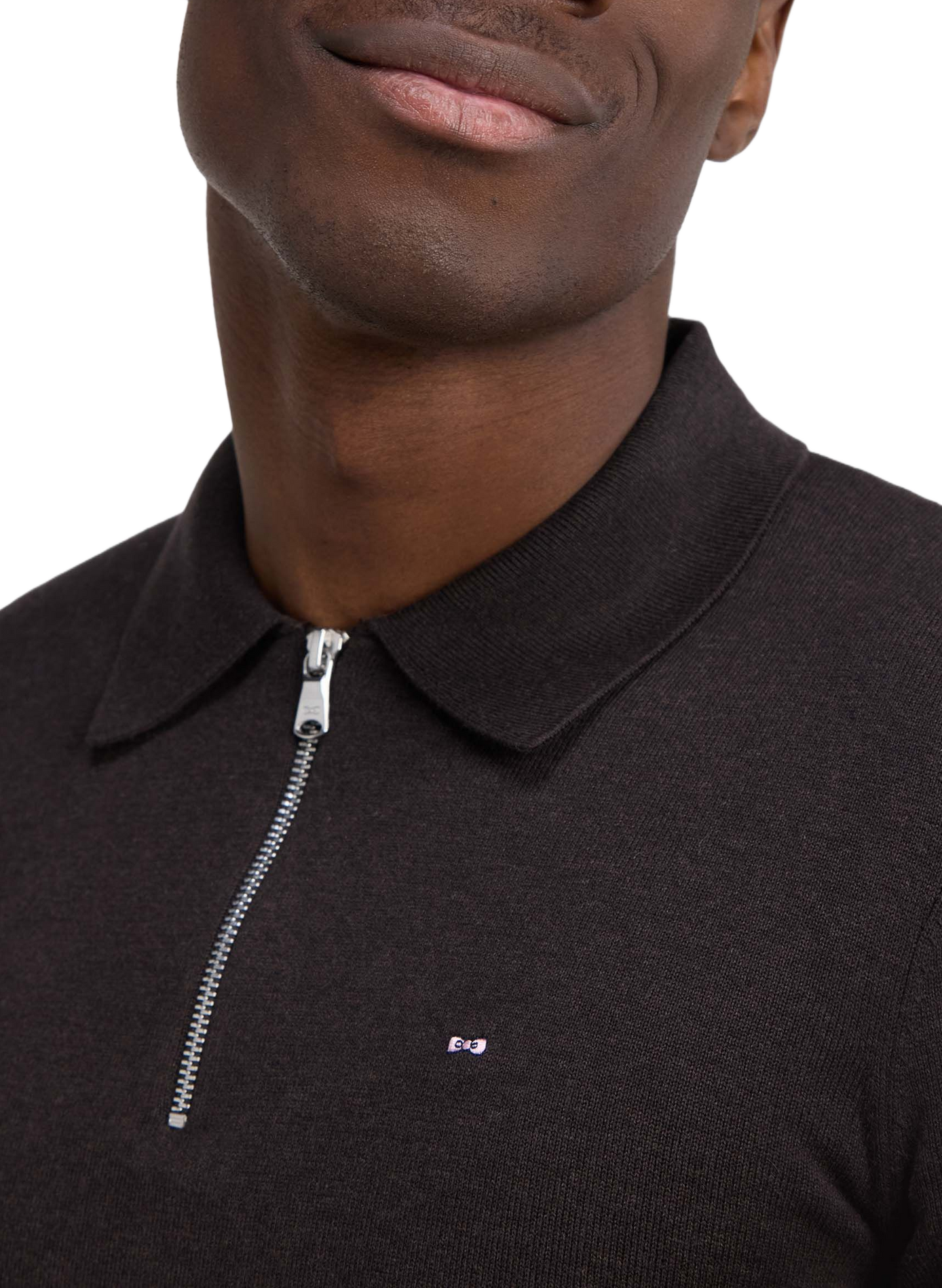 Pull col classique en coton mélangé | Bruin EDEN PARK Heren