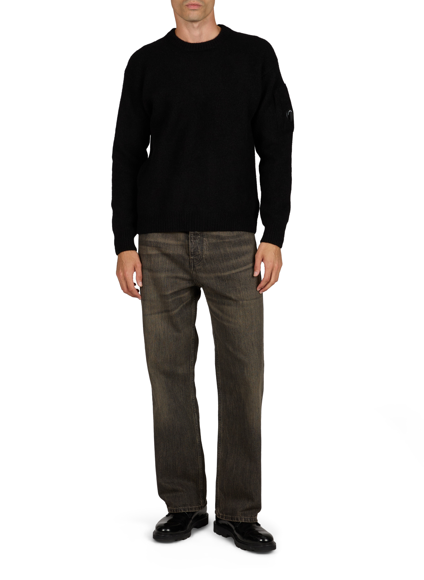 Gerader Pullover mit Stehkragen aus Wollmischung CP COMPANY Schwarz