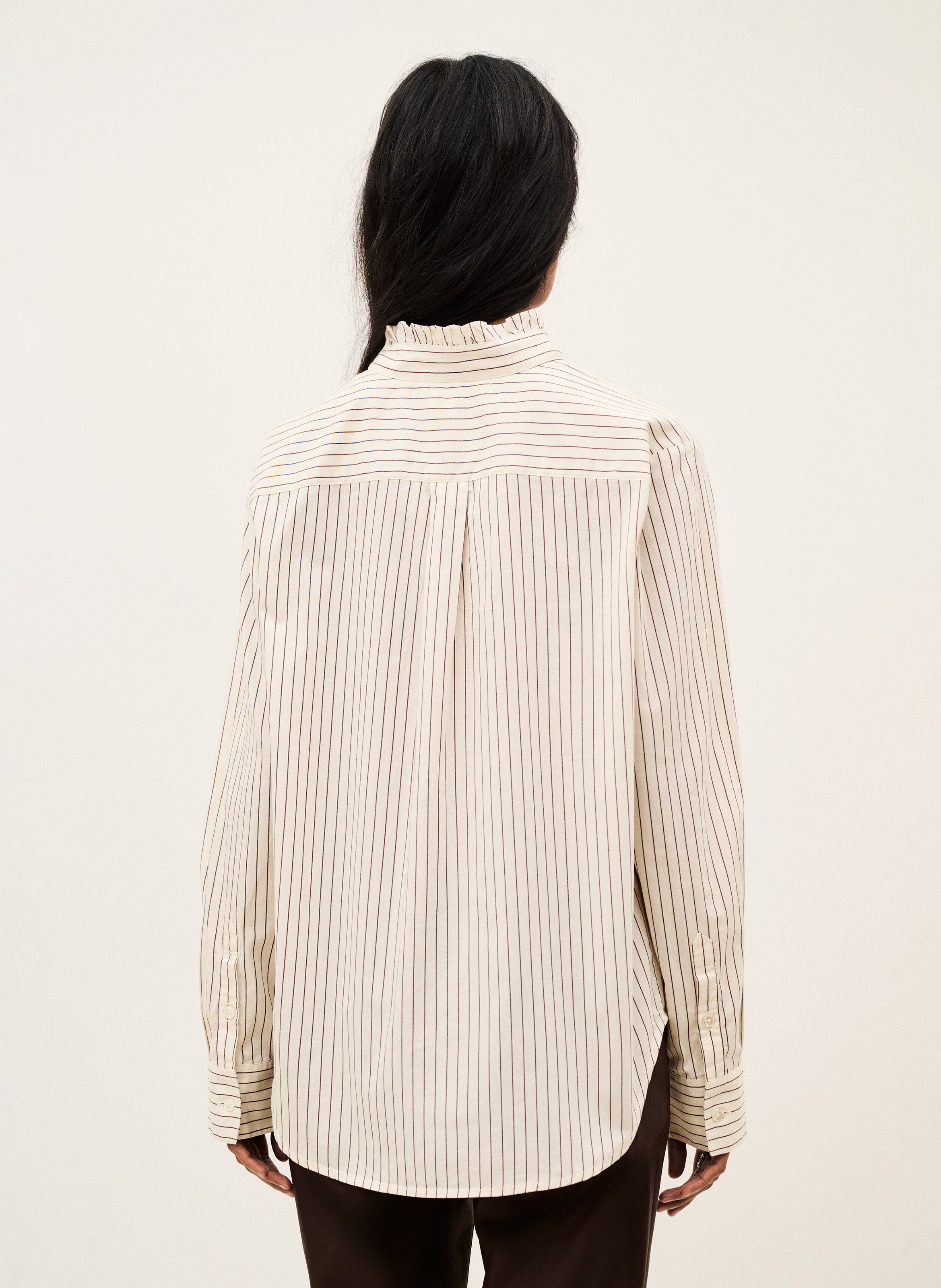 Chemise droite à rayures en coton elvire BA&SH Beige