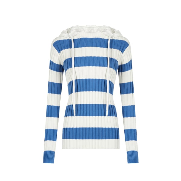 Pull rayé à capuche amovible