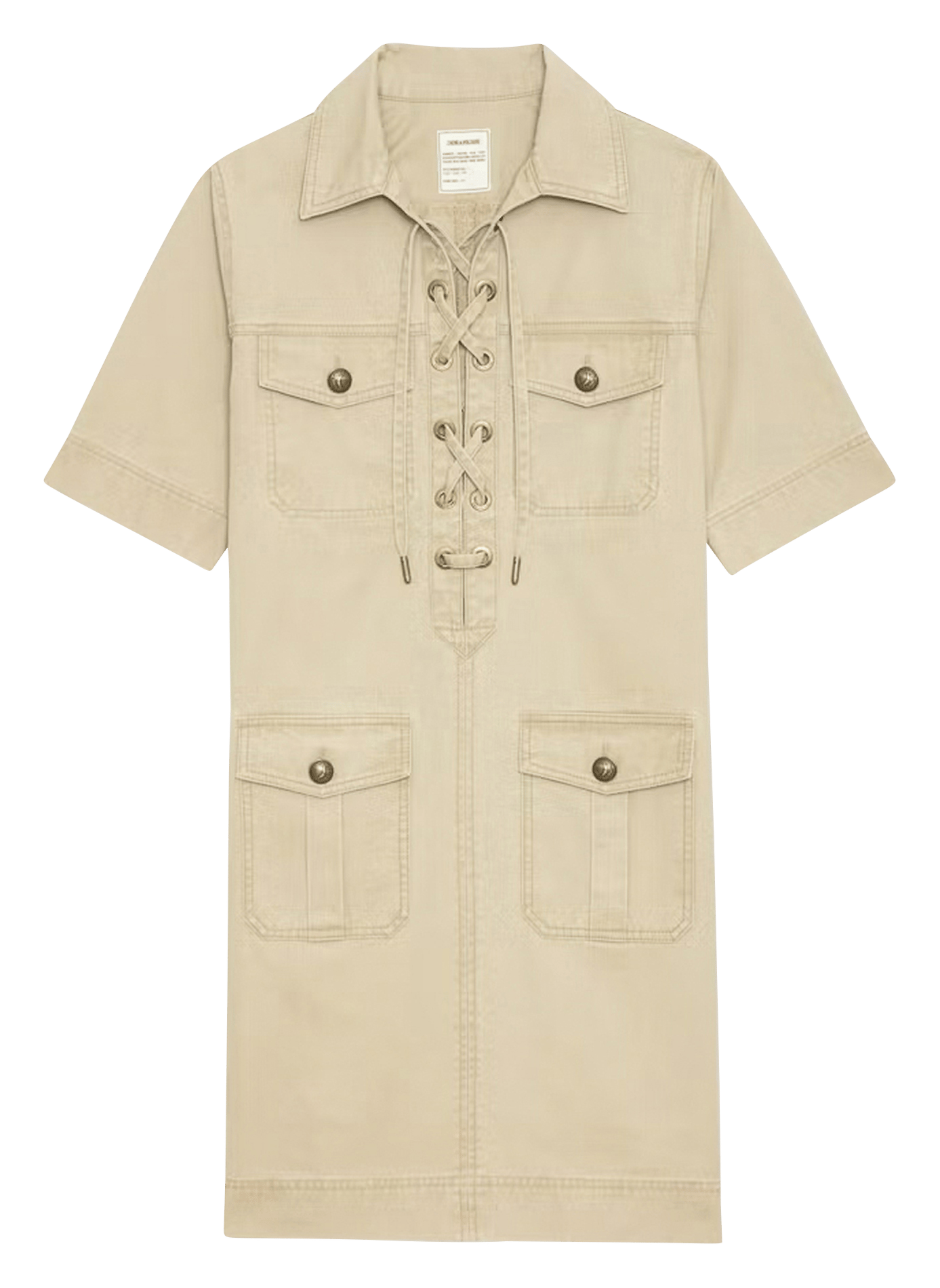 Robe courte militaire en coton lavé record ZADIG&VOLTAIRE Beige