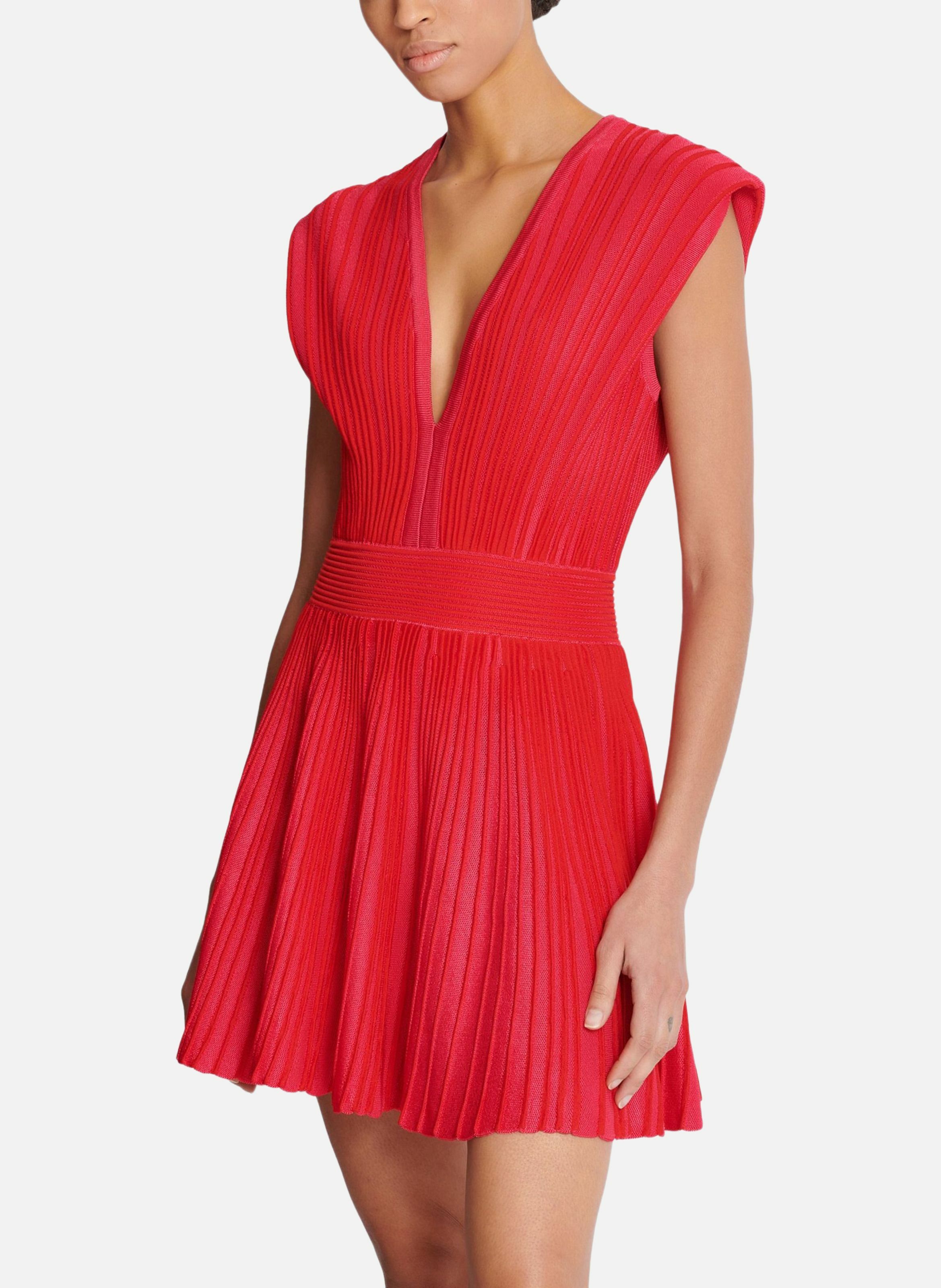 Robe patineuse en maille bicolore BALMAIN Rose