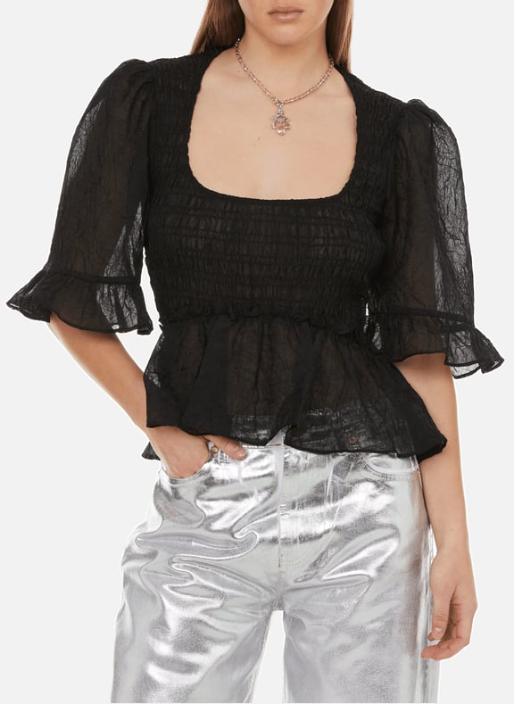 Blouse à volants Noir by GANNI GANNI Blouse à volants Noir