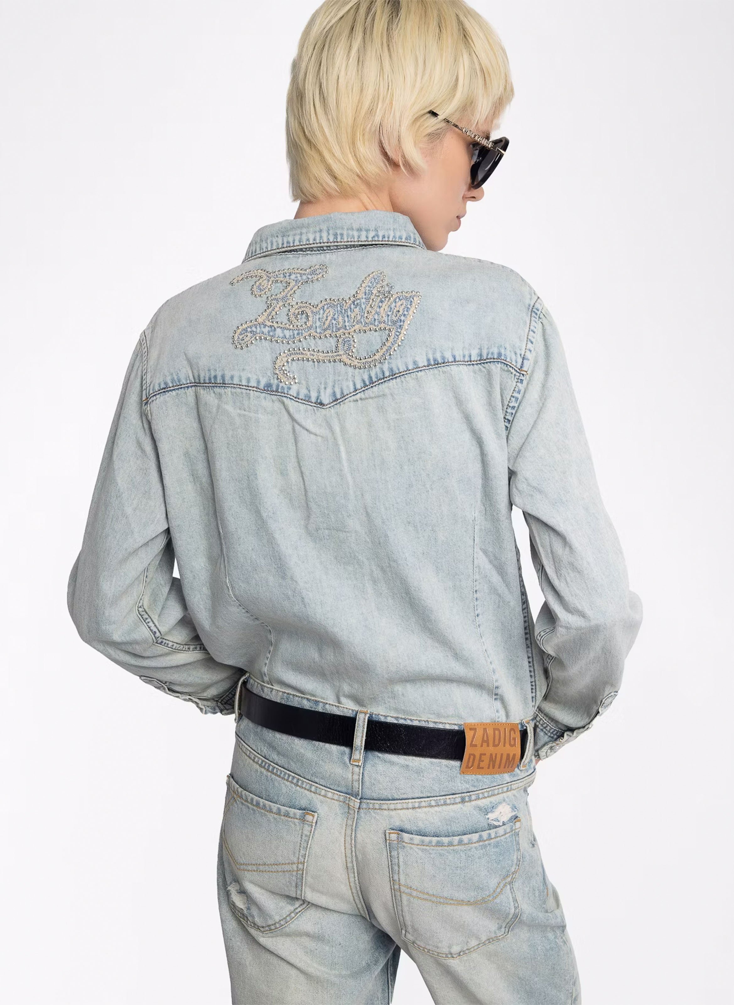 Chemise droite délavée à broderies saby ZADIG&VOLTAIRE Bleu