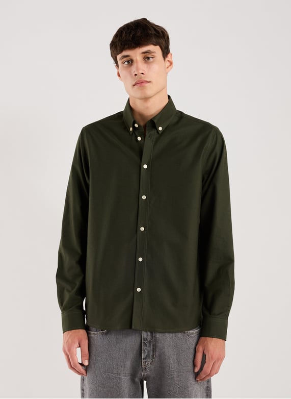 Chemise col américain en coton mélangé | Vert by LES DEUX Chemise col américain en coton mélangé Vert
