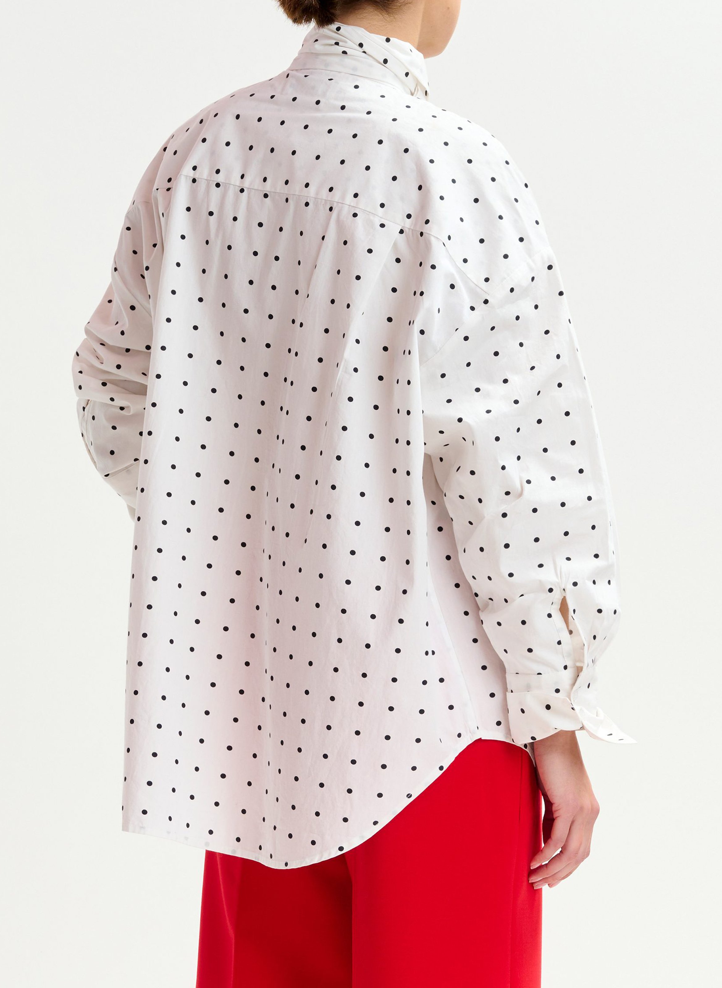Chemise col lavallière à motifs pois imoverit ESSENTIEL ANTWERP Blanc