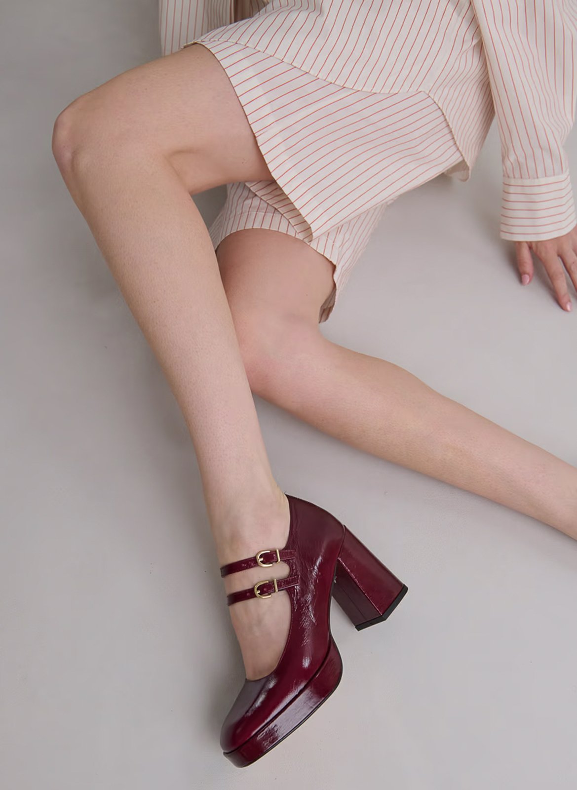 Babies à doubles brides et plateforme verite JONAK Rouge