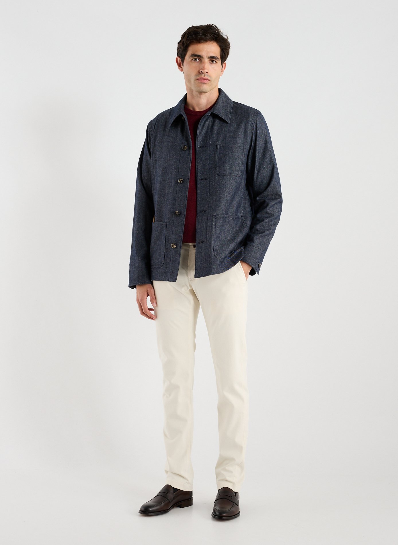 Shirt with classic collar in blended cotton and virgin wool JACOB COHEN Blue