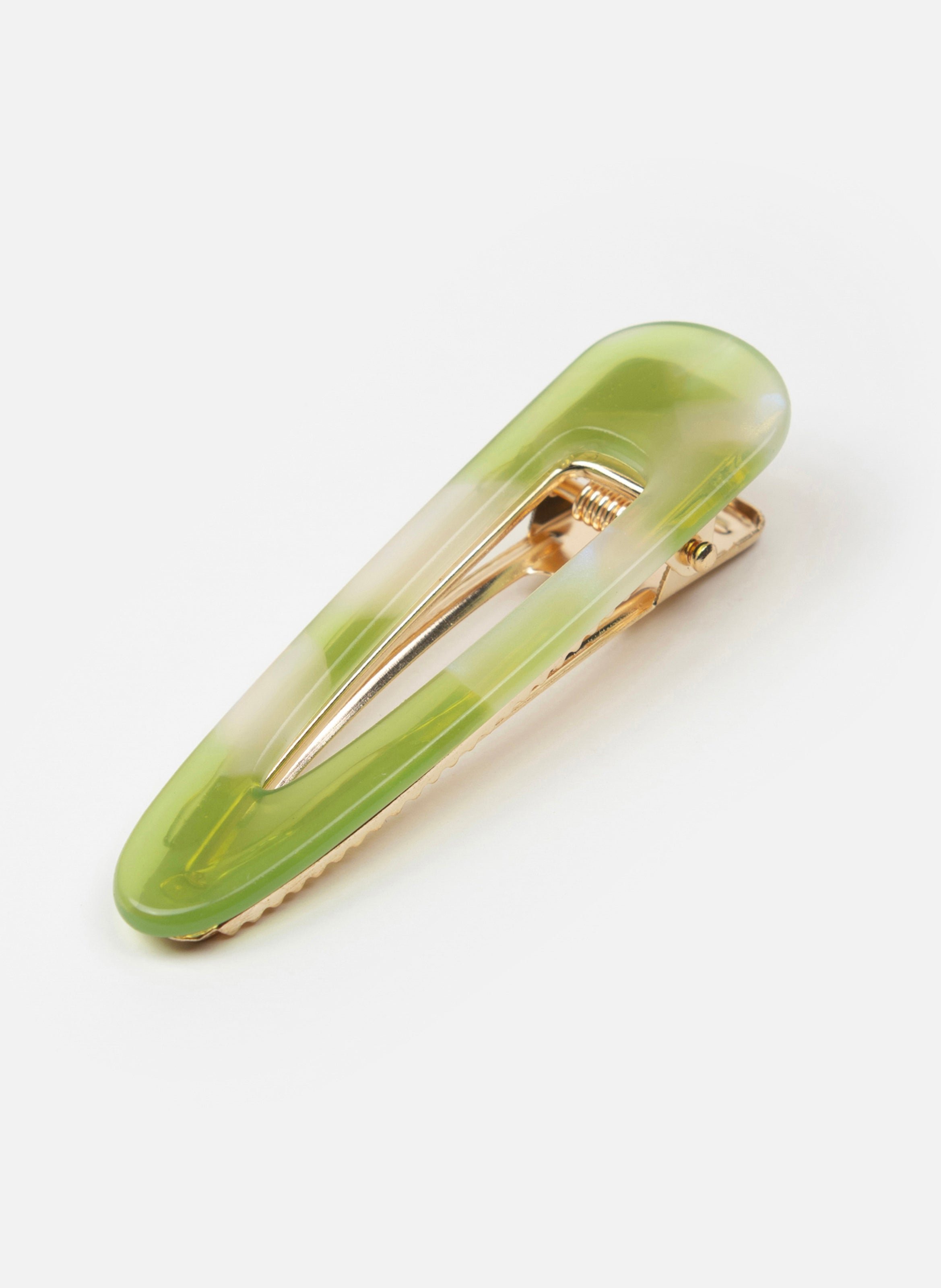 Barrette à cheveux triangle en acétate de cellulose et acier inoxydable KURAGE GINZA Vert