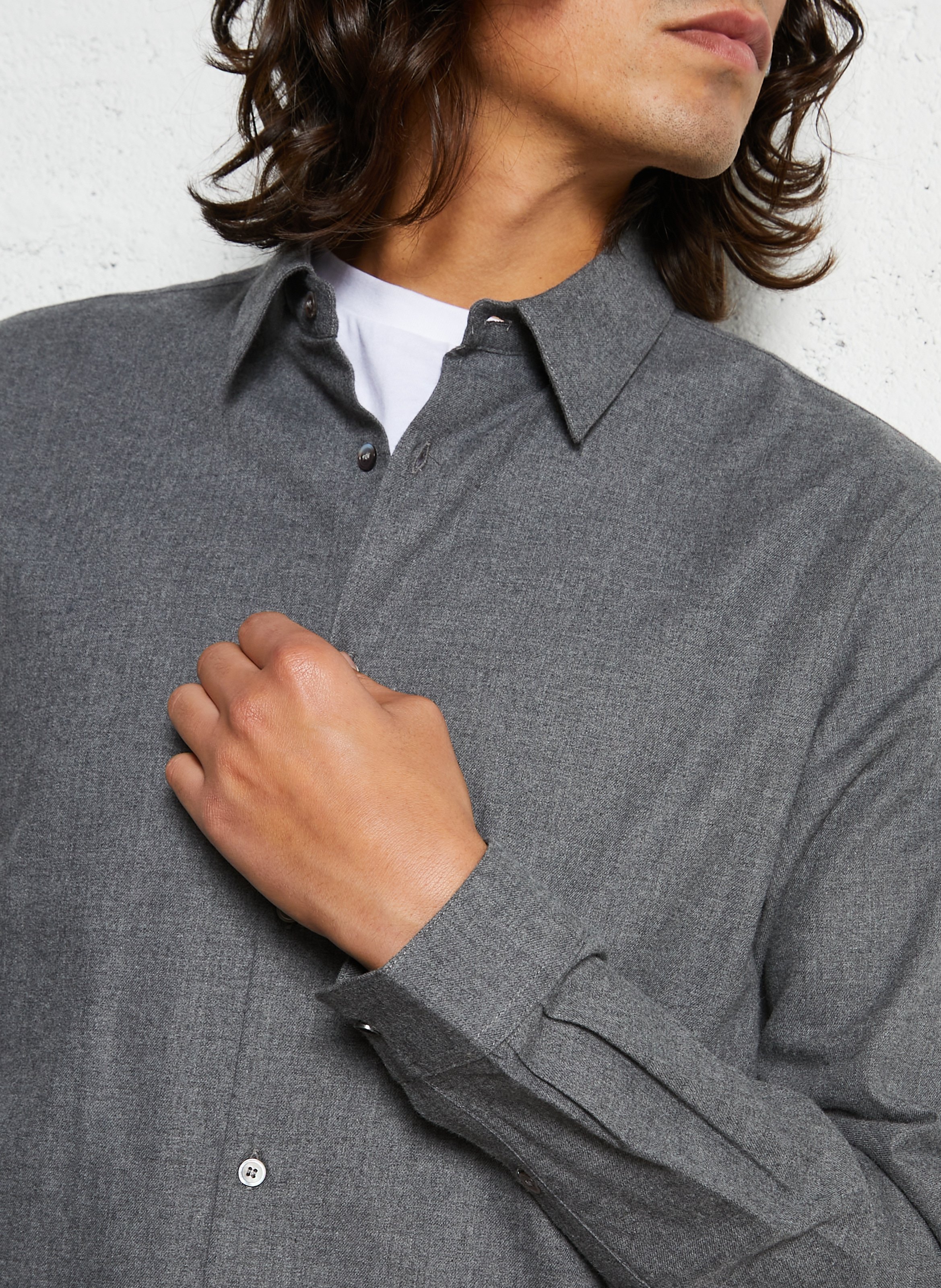 Chemise droite col droite en coton IKKS Gris