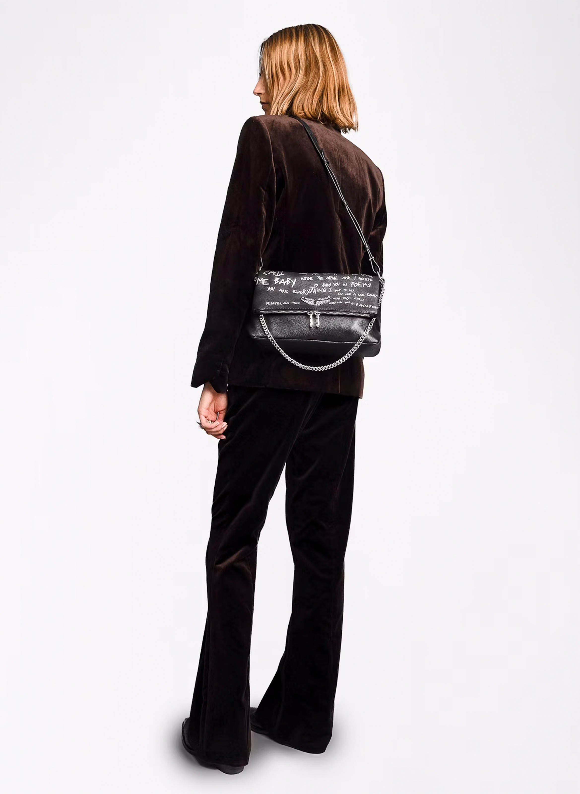 Sac porté épaule en cuir rocky ii ZADIG&VOLTAIRE Noir