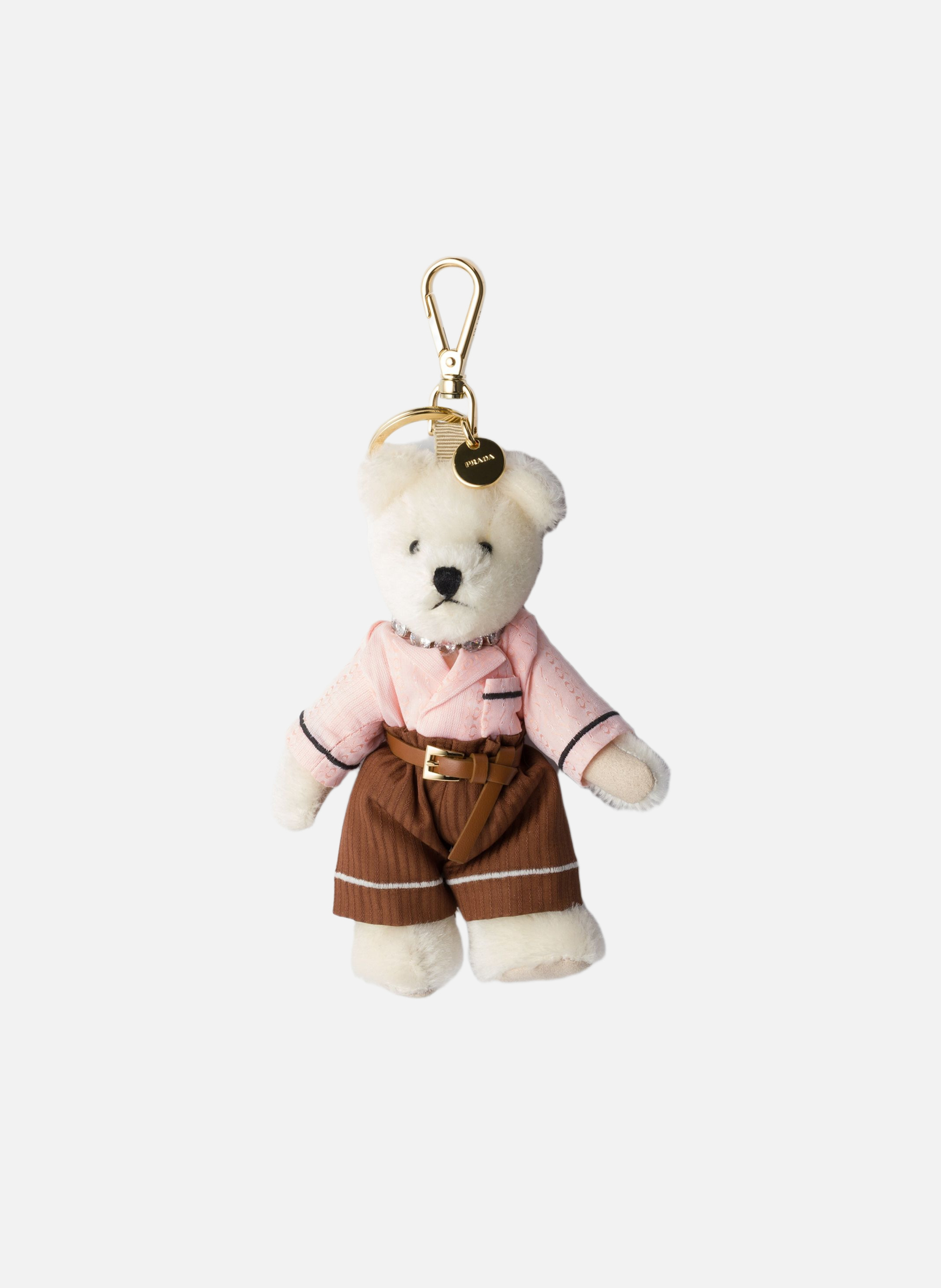 Charm de porte-clés ours en peluche PRADA Blanc