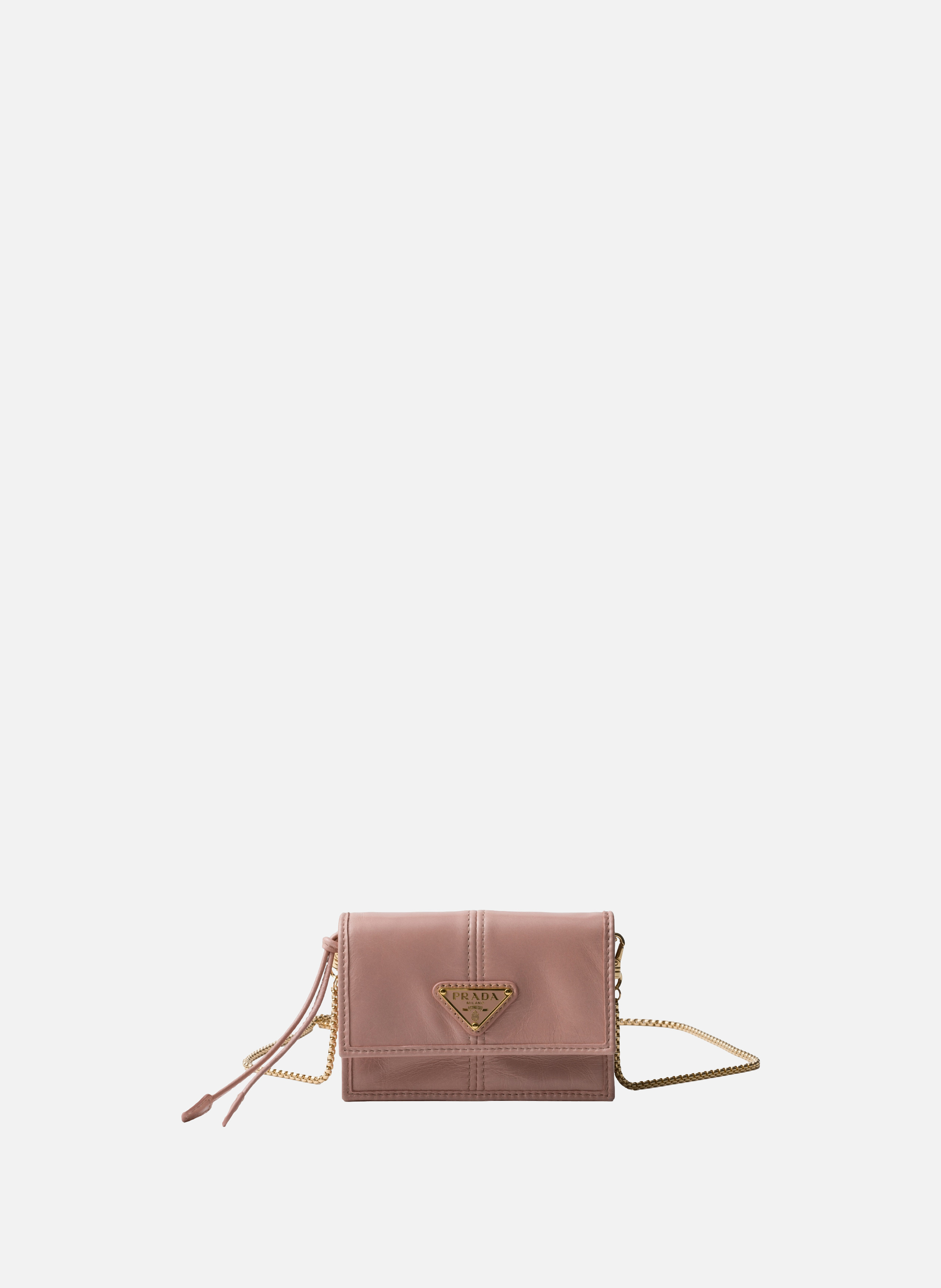 Porte-cartes en cuir avec bandoulière PRADA Rose