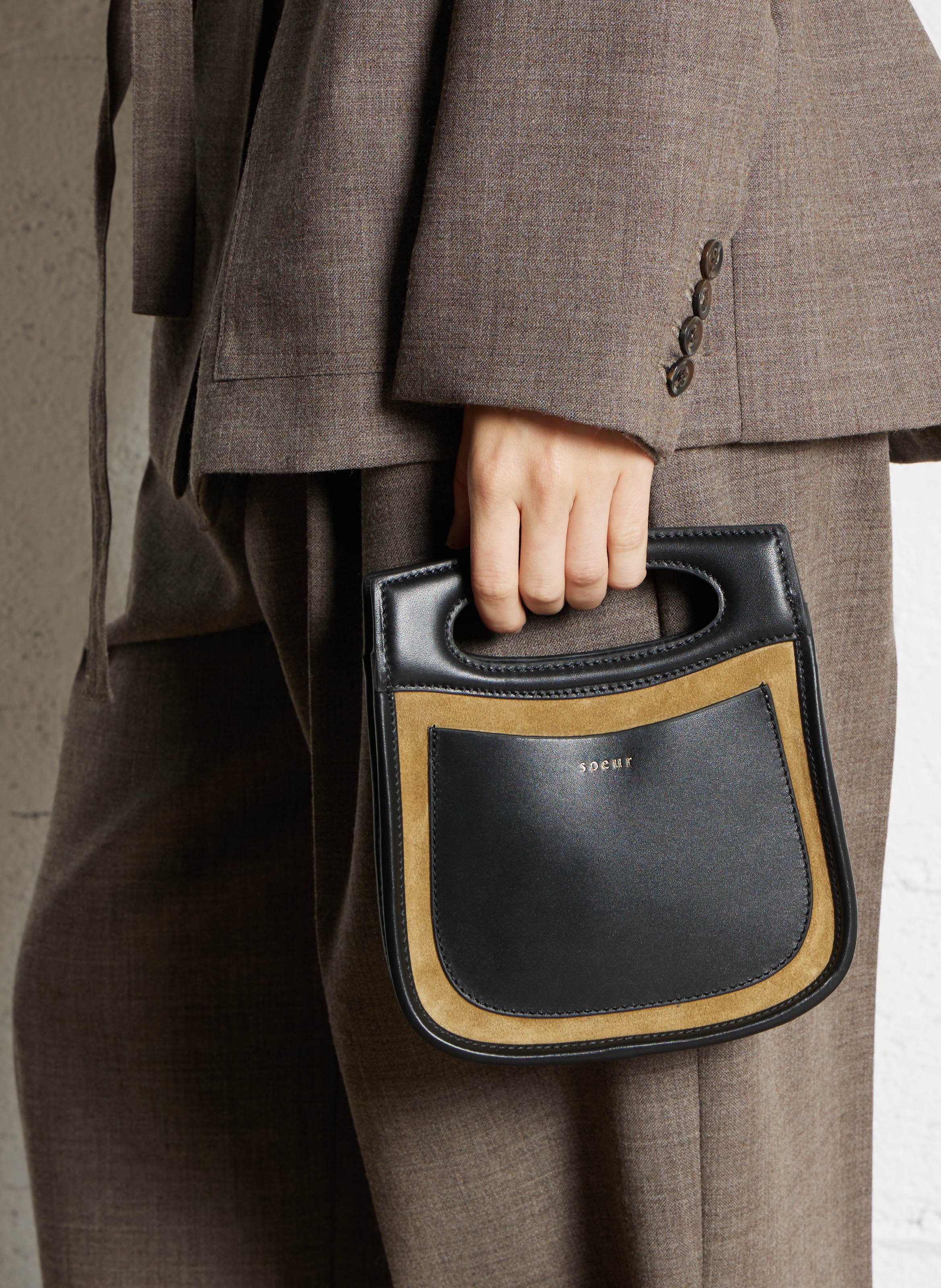 Sac à main bi-matière cheri mini SOEUR Marron