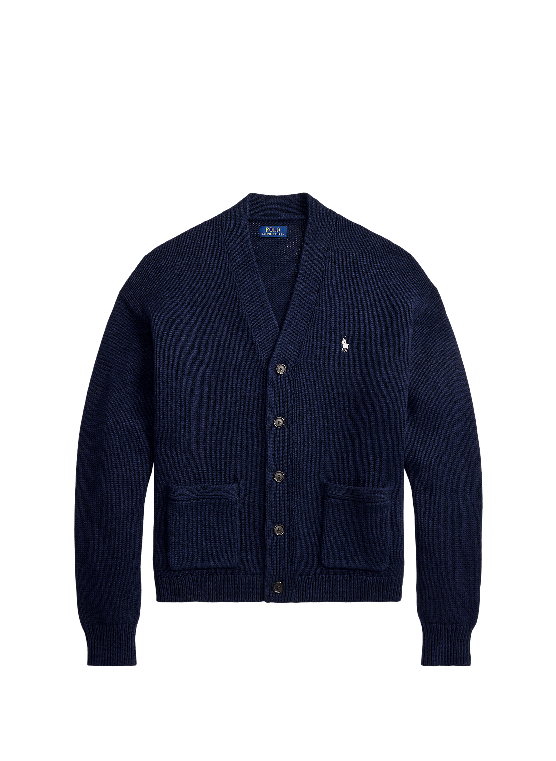 <p>Ribbed V-neck cotton cardigan</p> POLO RALPH LAUREN Blue