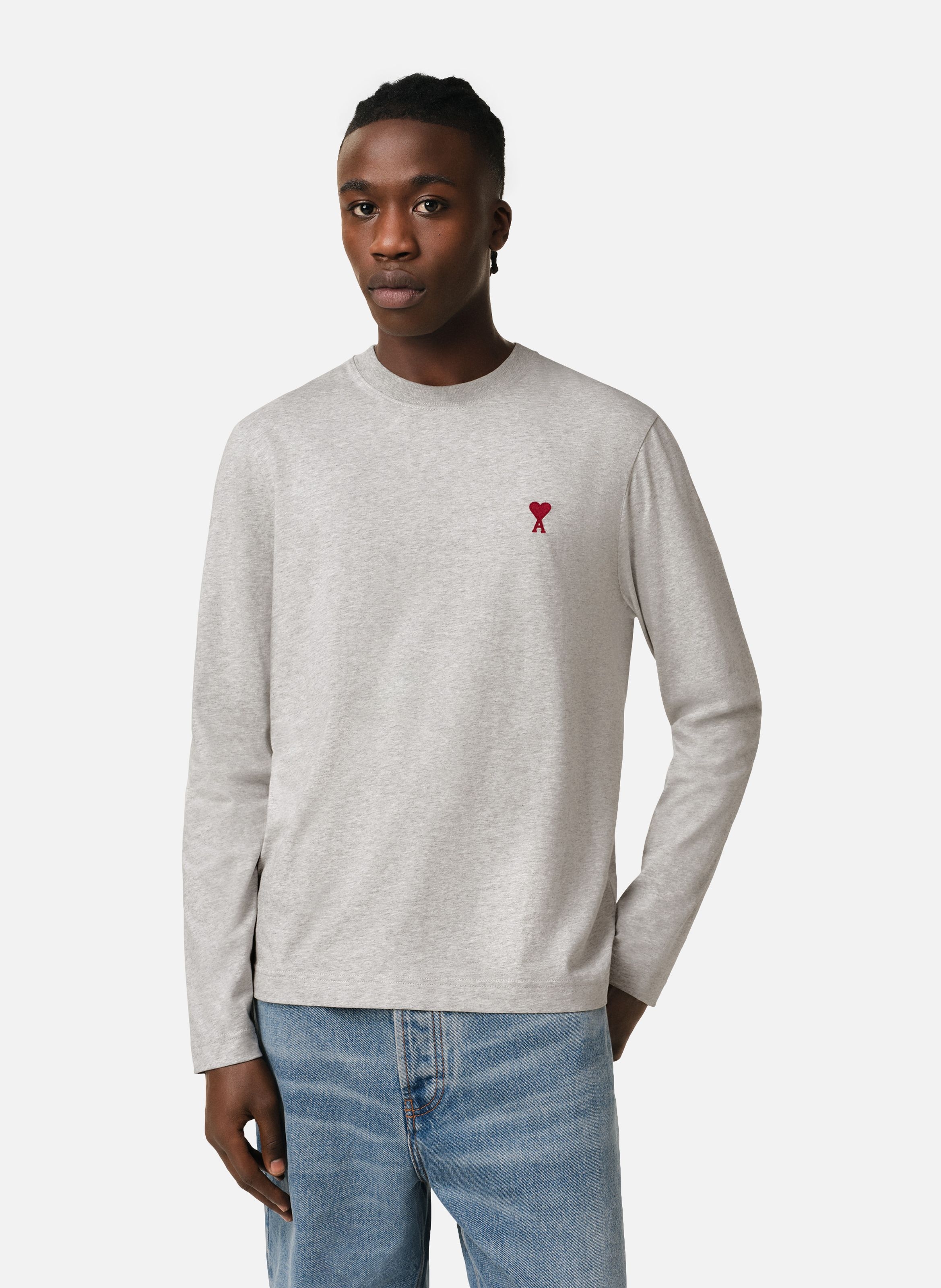 T-shirt Manches Longues Ami de Coeur Rouge unisexe AMI PARIS Gris