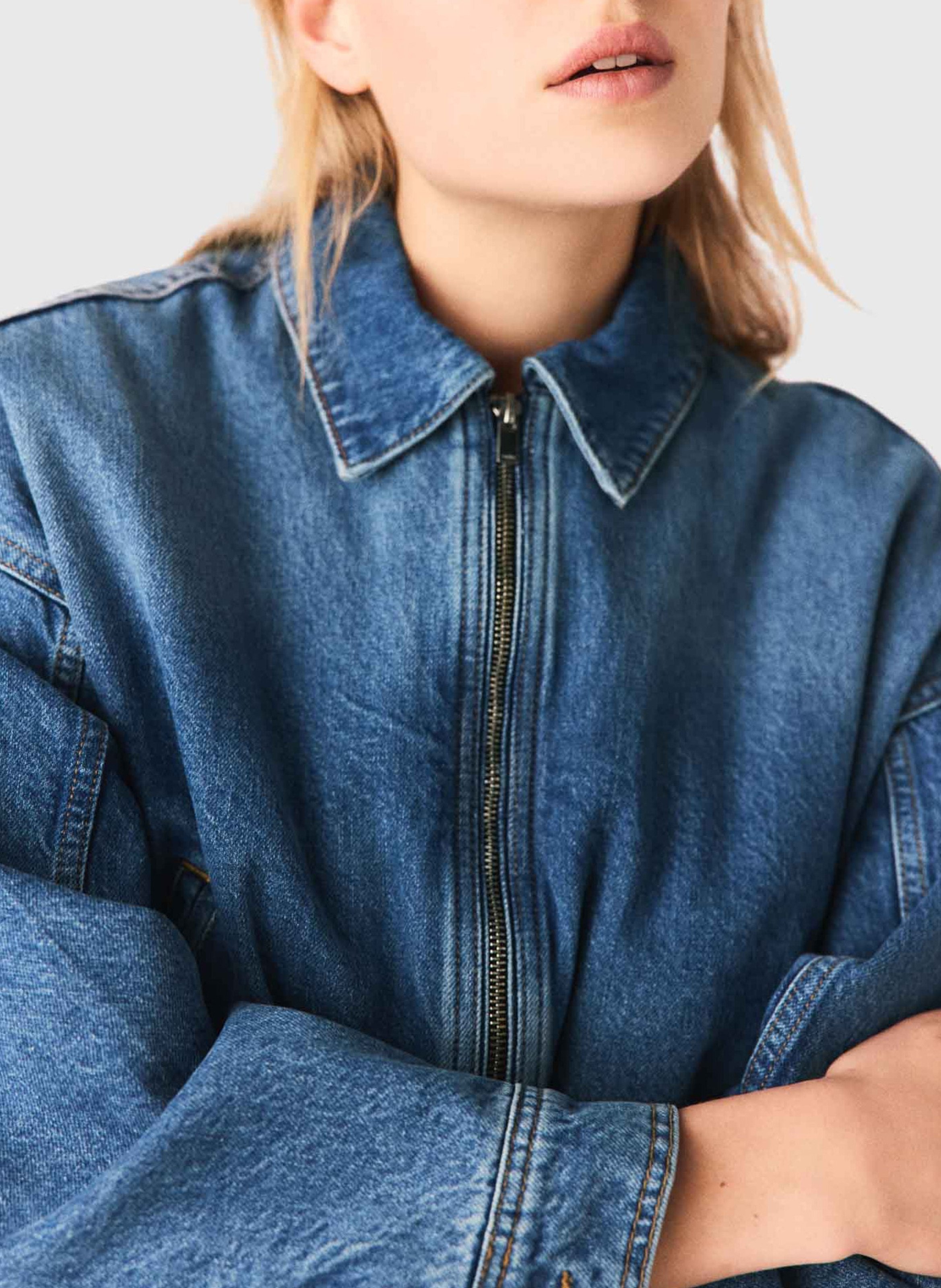 Blouson oversize col classique en coton MAJE Bleu