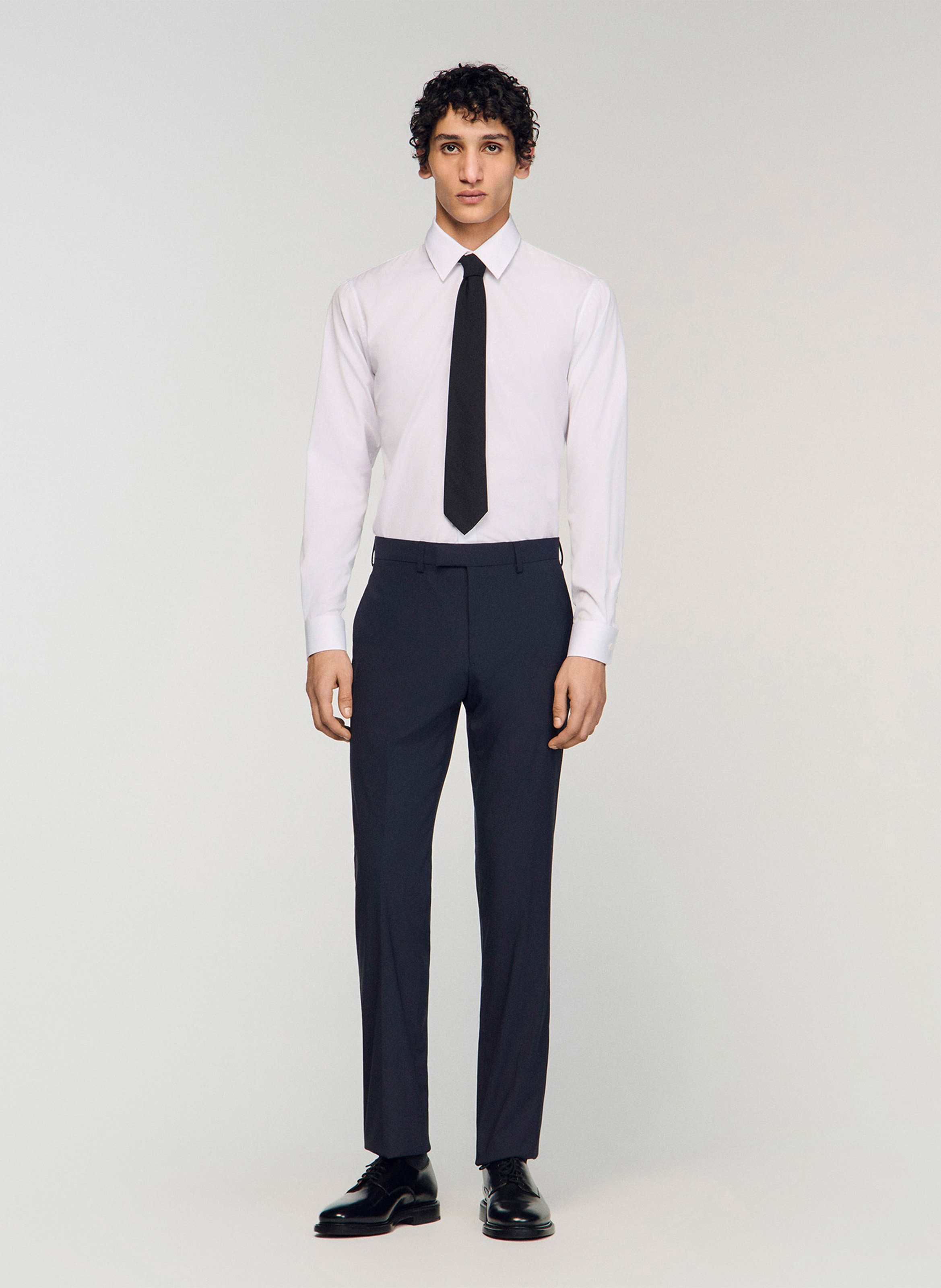 Pantalon de costume en laine mélangée SANDRO Bleu