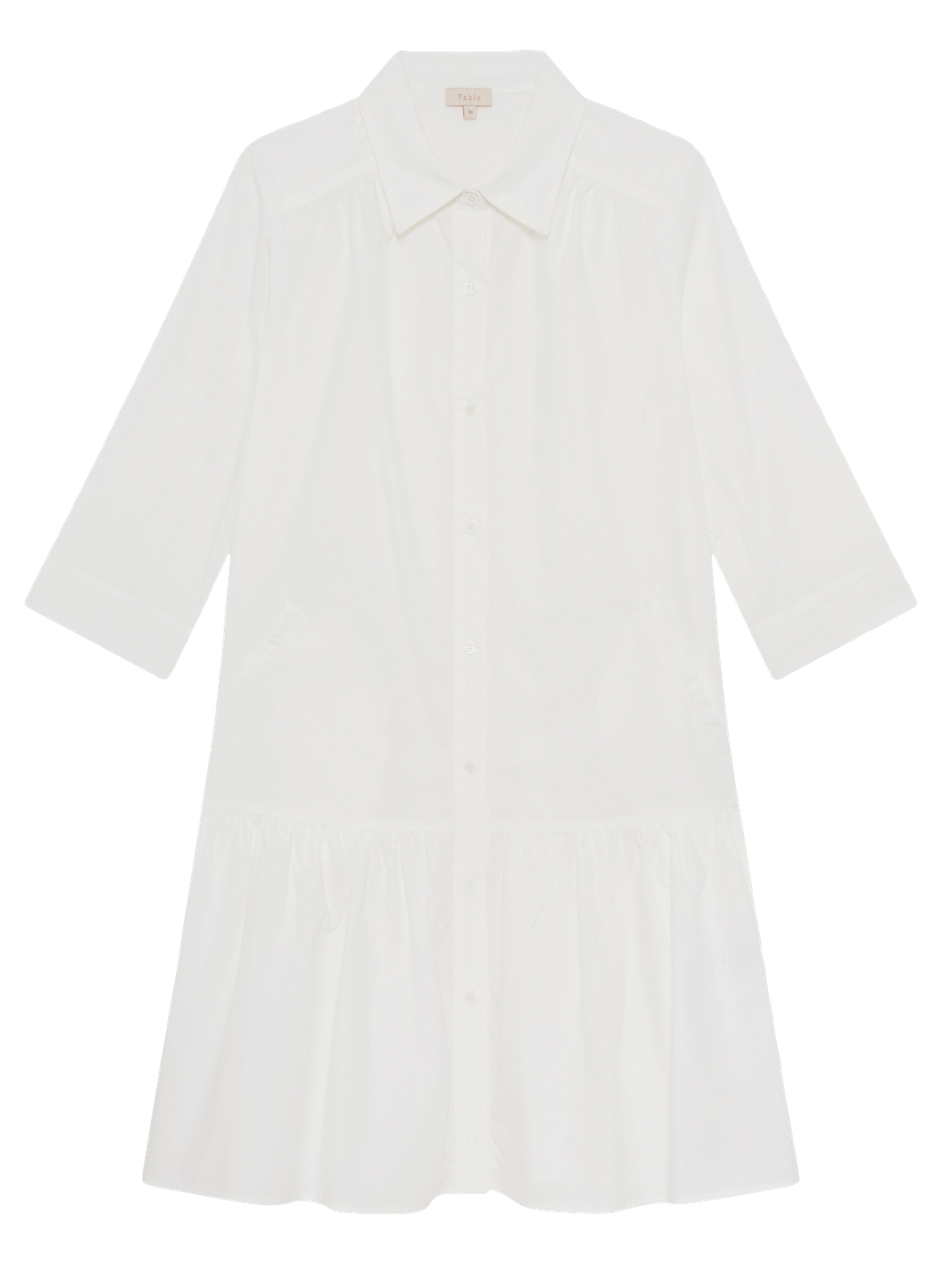 Robe chemise volantée en coton - amara PABLO Blanc