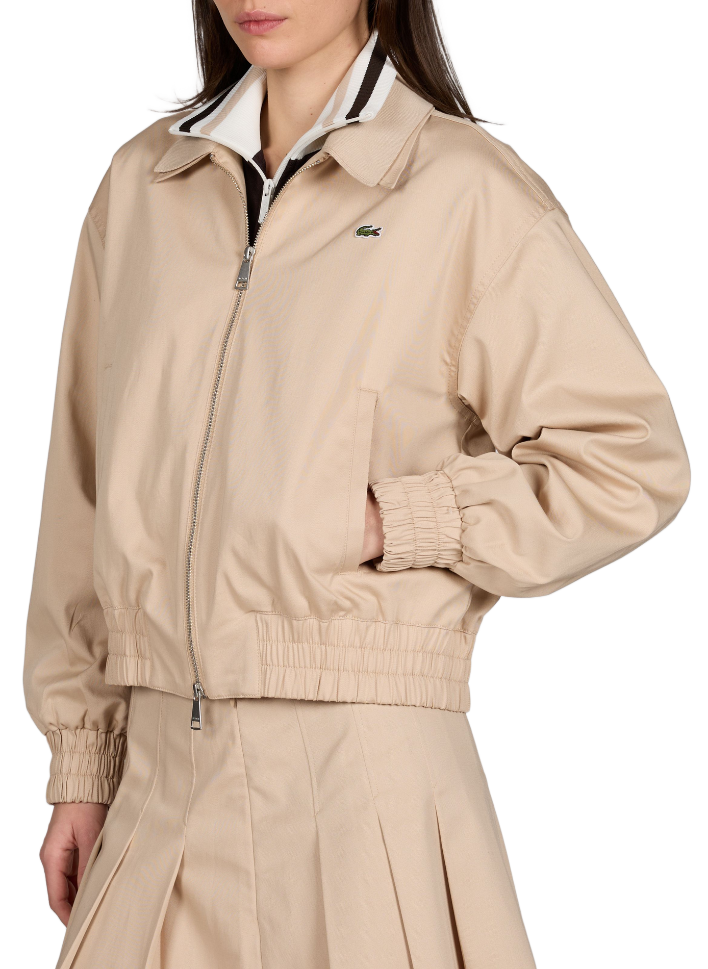 Stretch cotton gabardine jacket LACOSTE Beige