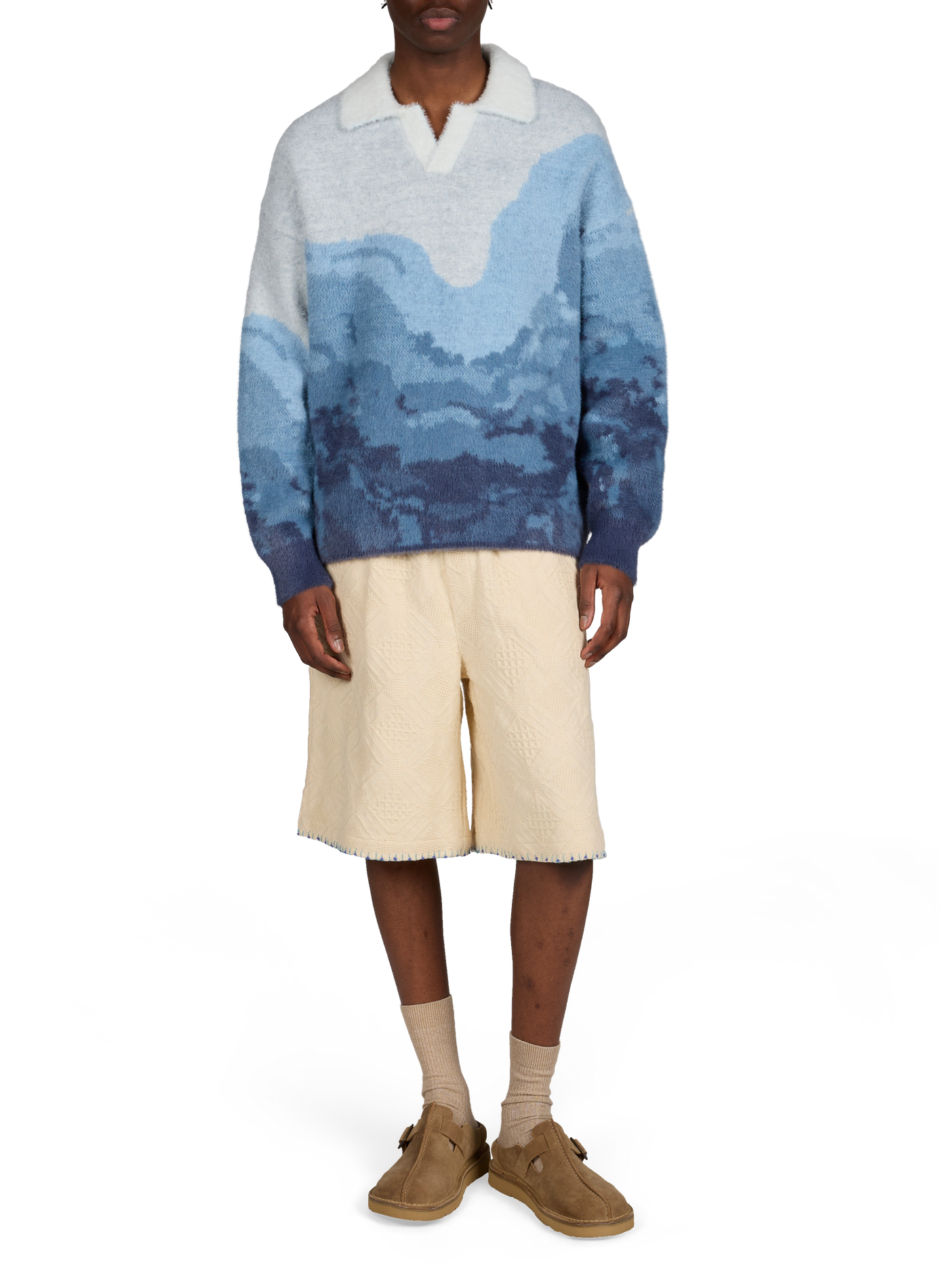 Fluffy oversized polo CALEB Blue