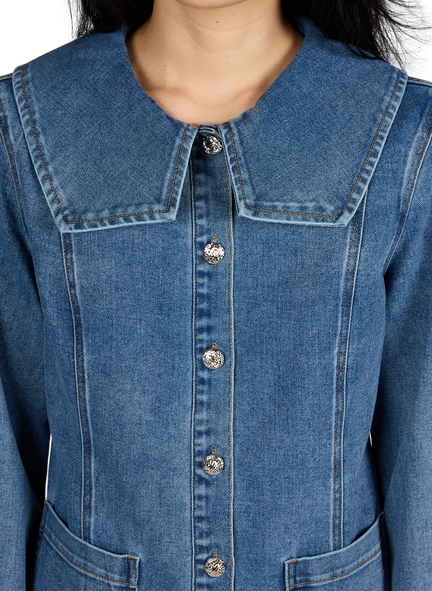 Straight-cut denim jacket OBJECT Blue