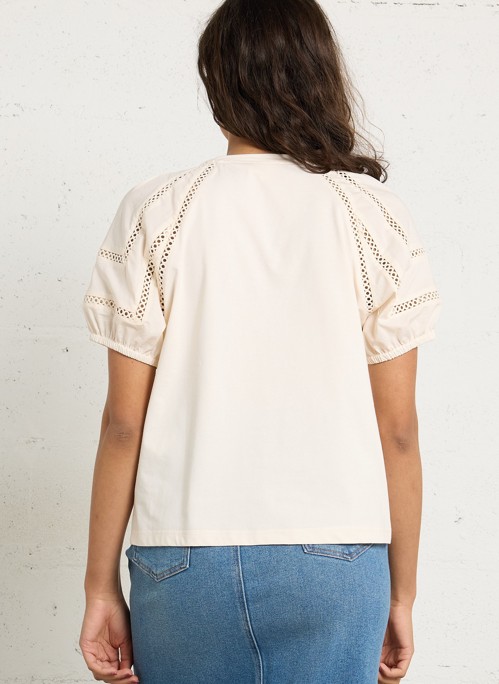 Top droit en coton mélangé lea MAISON 123 Beige