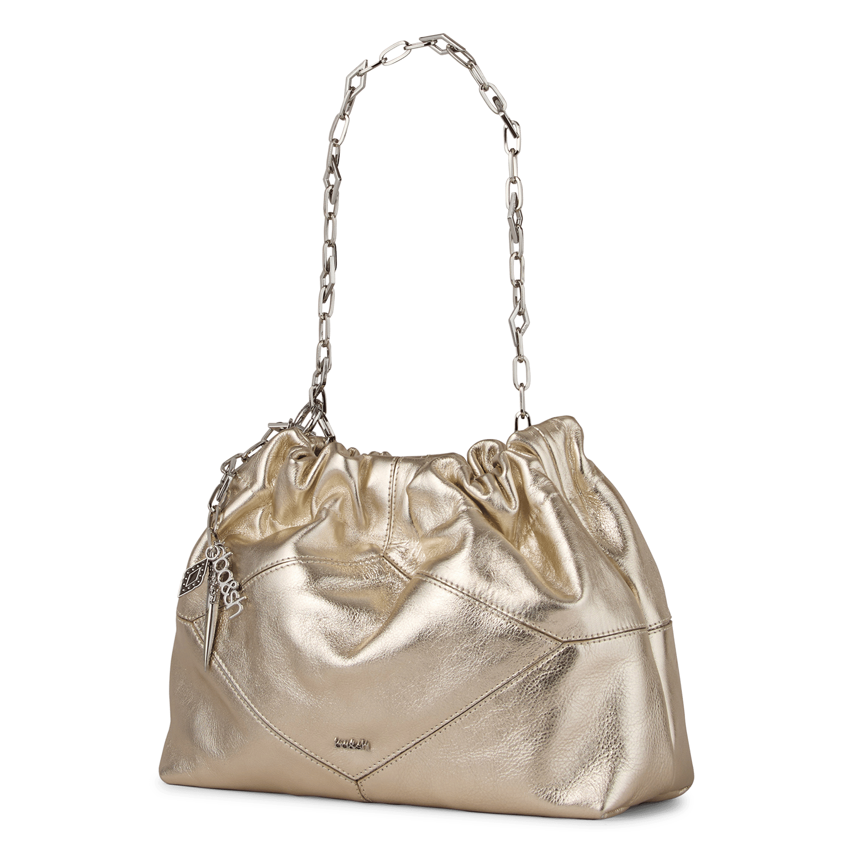 Sac bandoulière en cuir métallisé mini june tote BA&SH Doré