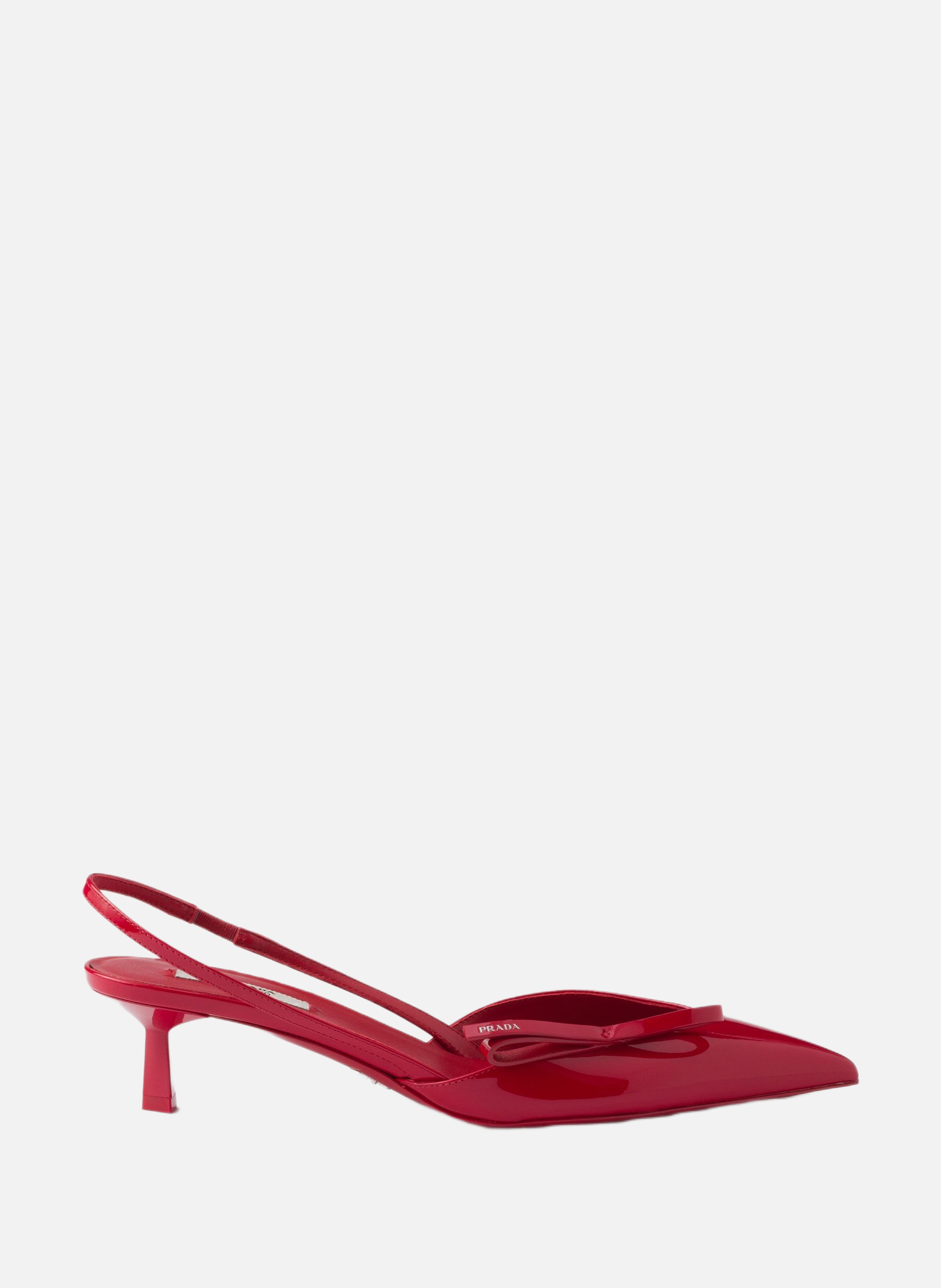 Escarpins à bride arrière en cuir verni PRADA Rouge