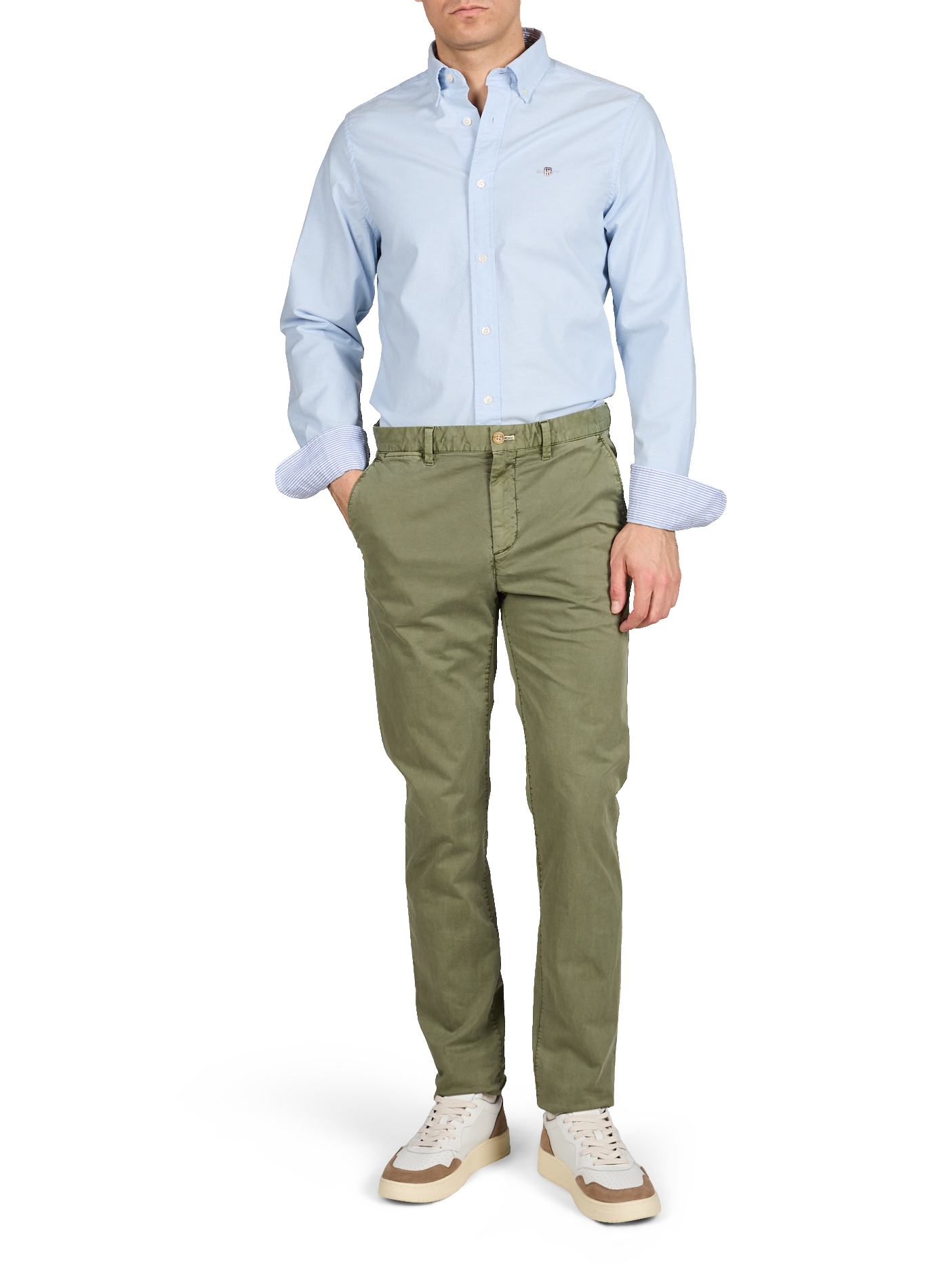 Chemise droite en coton mélangé GANT Bleu