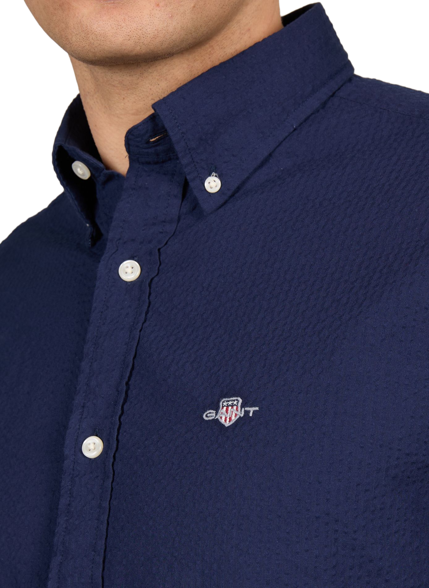 Chemise droite texturée en coton GANT Bleu
