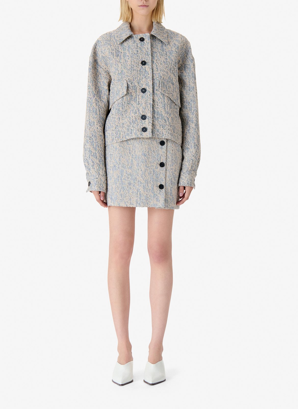 Jupe courte droite en tissu texturé elixio IRO Beige