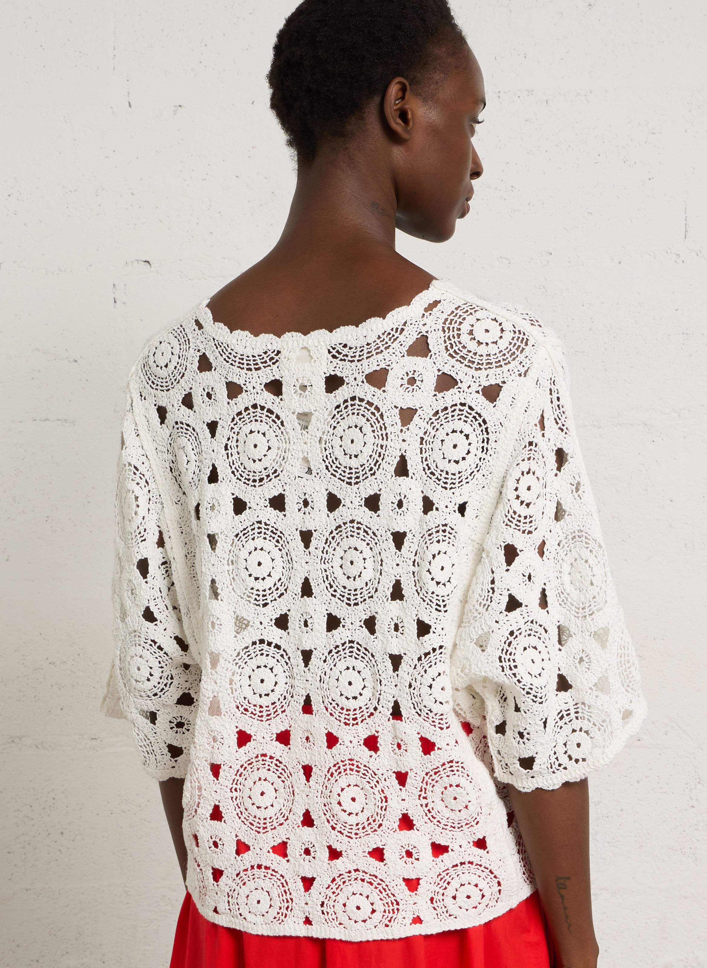 Pull droit col rond en coton peneloppe MAISON 123 Blanc