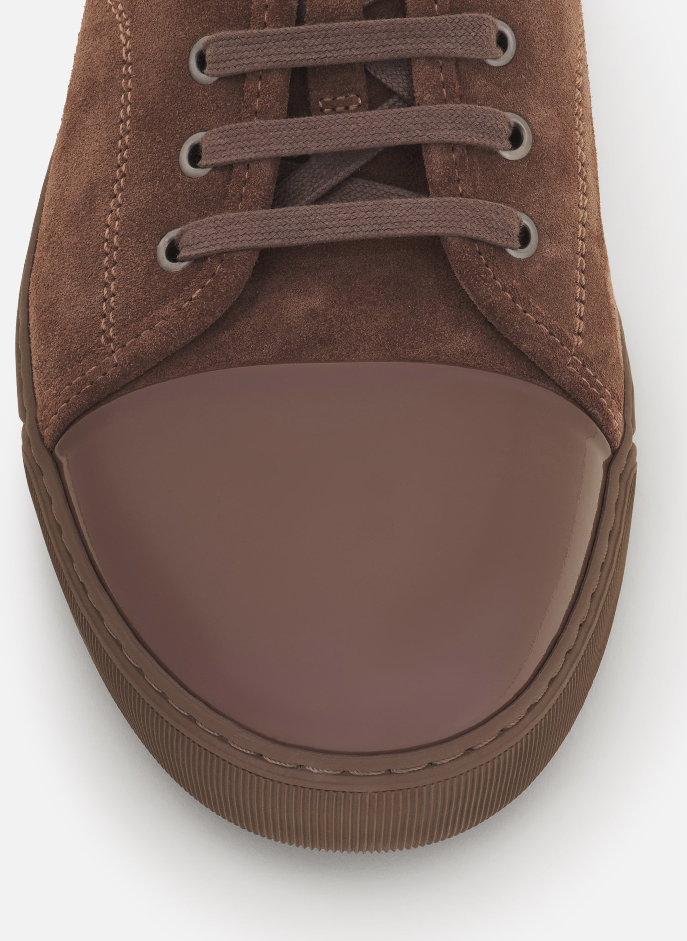 Sneakers dbb1 en suede et cuir vernis LANVIN Marron