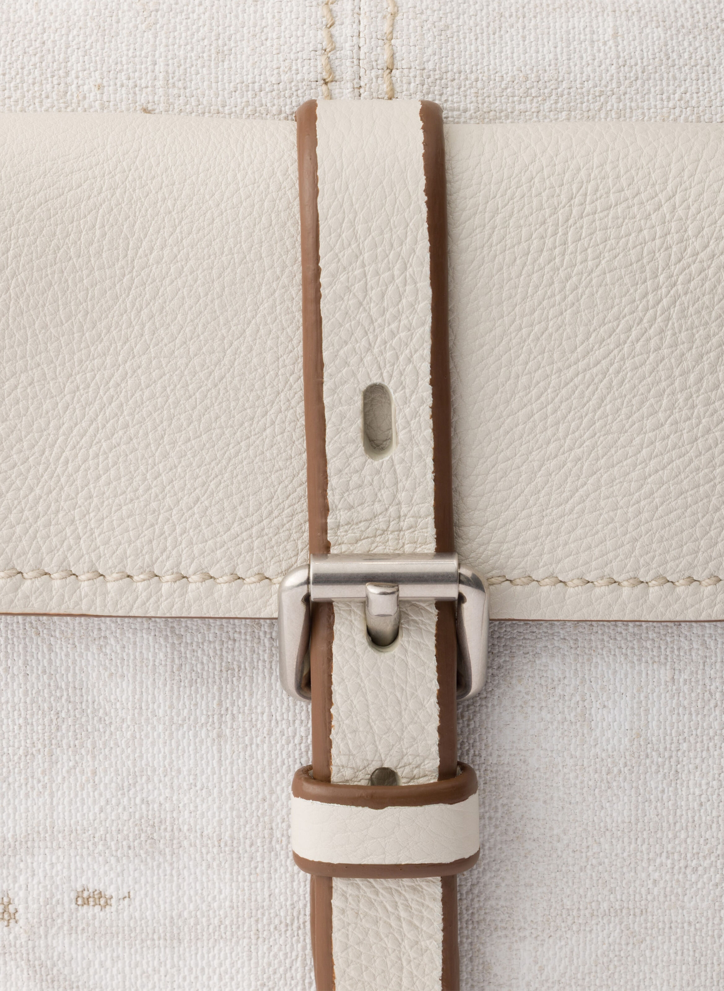 Très grand cabas prada bonnie en lin imprimé et cu PRADA Blanc