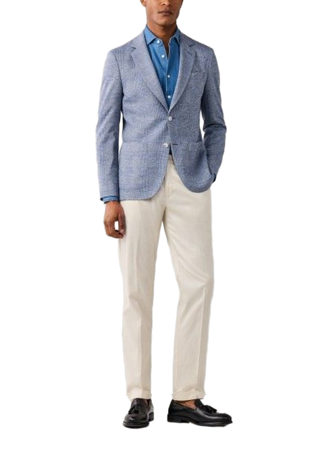 Gerader Karo-Blazer aus Baumwollmischung HACKETT Blau