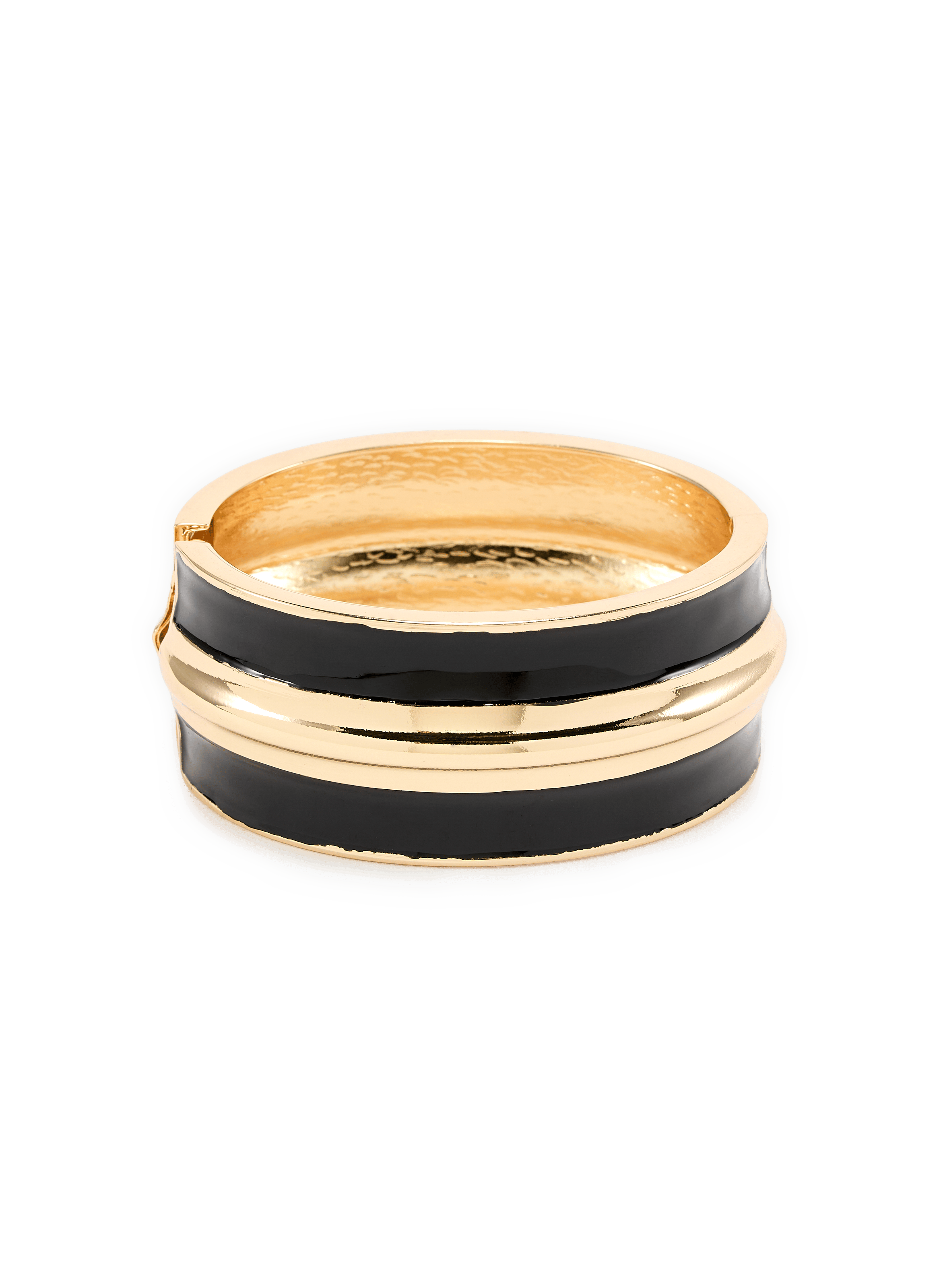 Gelbgold vergoldetes Emaille-Armband. AU PRINTEMPS PARIS Schwarz