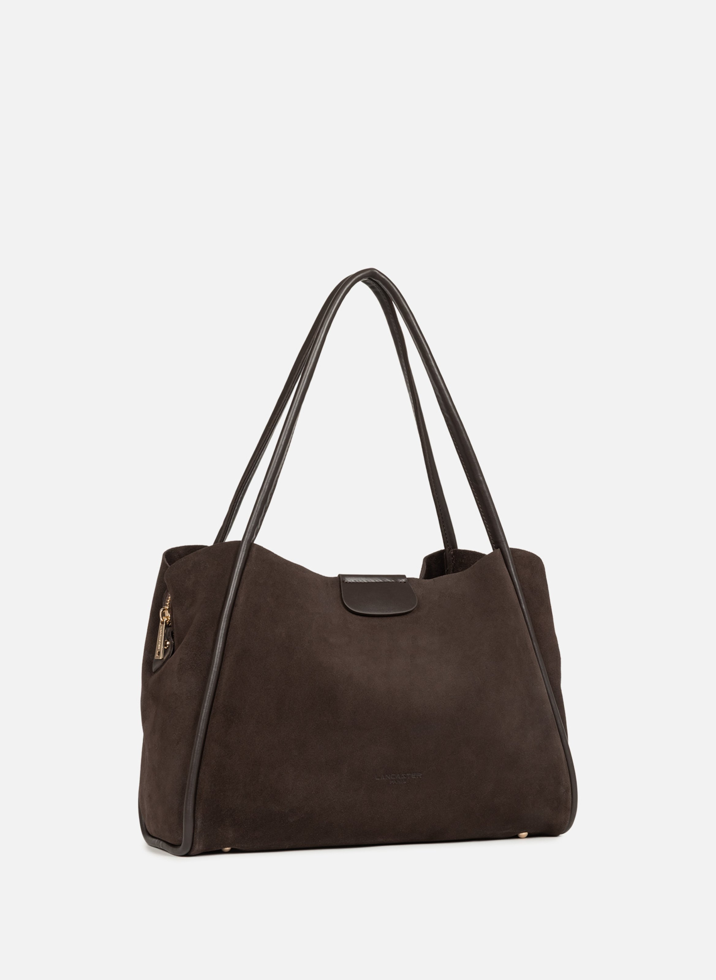 Grand sac cabas épaule - suède ida LANCASTER Marron
