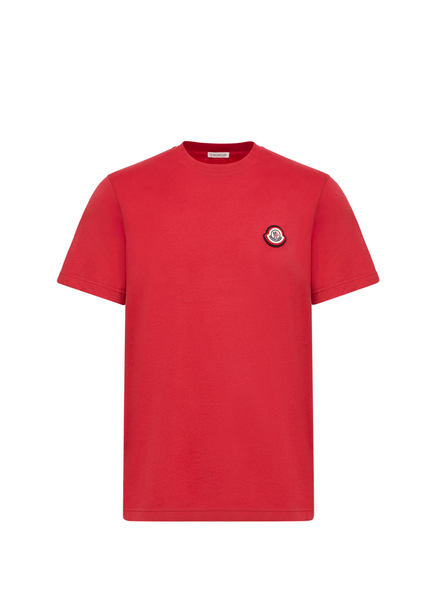 Gerades einfarbiges T-Shirt mit Rundhalsausschnitt MONCLER Rot