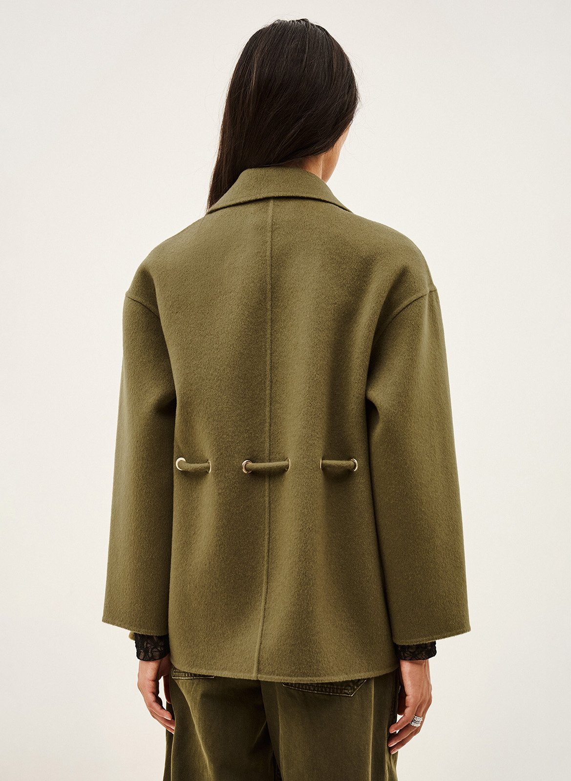 Manteau cintrée en laine mélangée kam BA&SH Kaki