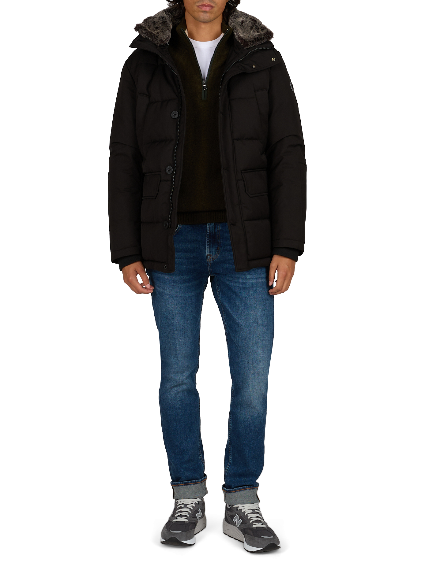 Oversized gewatteerde jas met capuchon STRELLSON Zwart