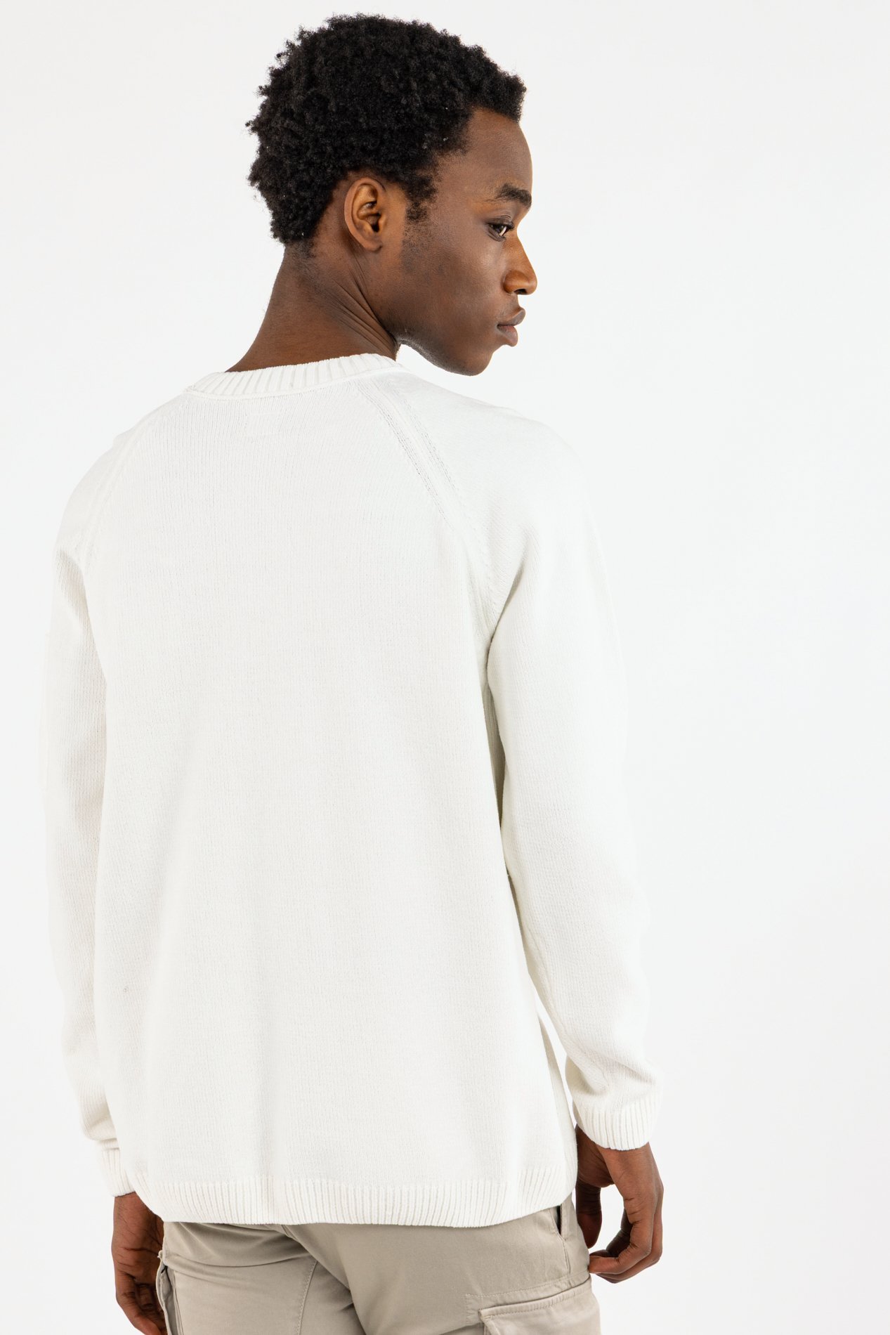 Pull cotton chenille crewneck lens sweater CP COMPANY Blanc