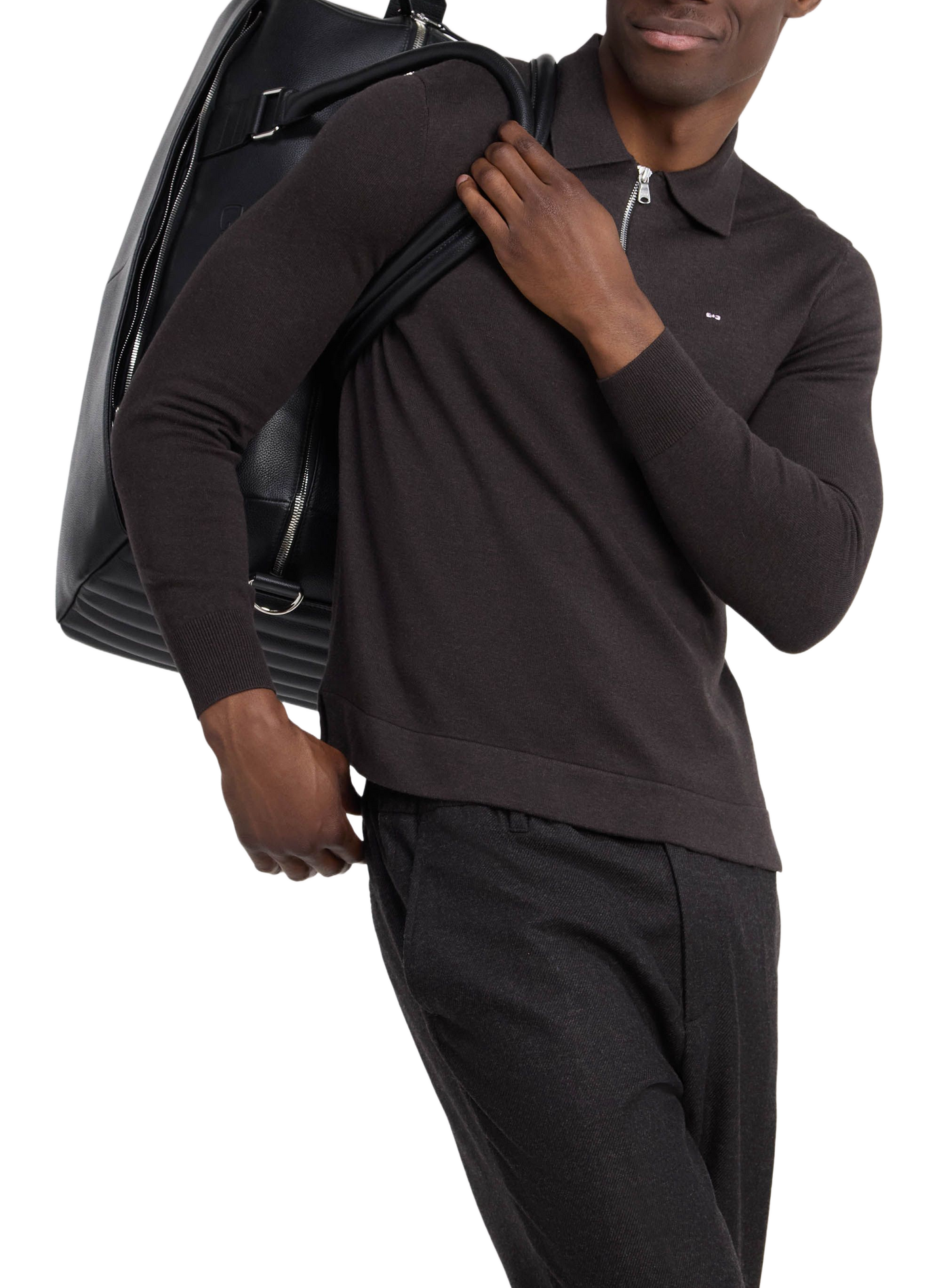 Pull col classique en coton mélangé | Bruin EDEN PARK Heren