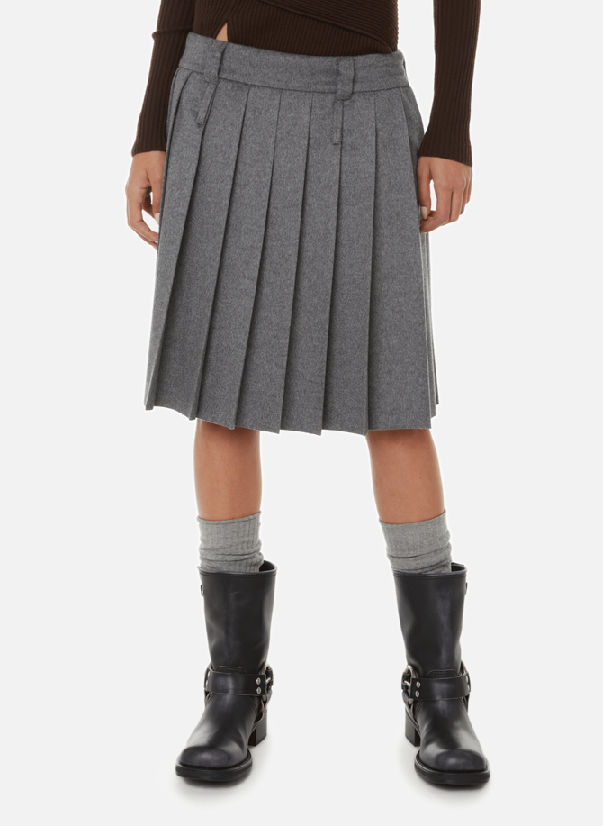 Virgin wool and cashmere pleated skirt MIU MIU