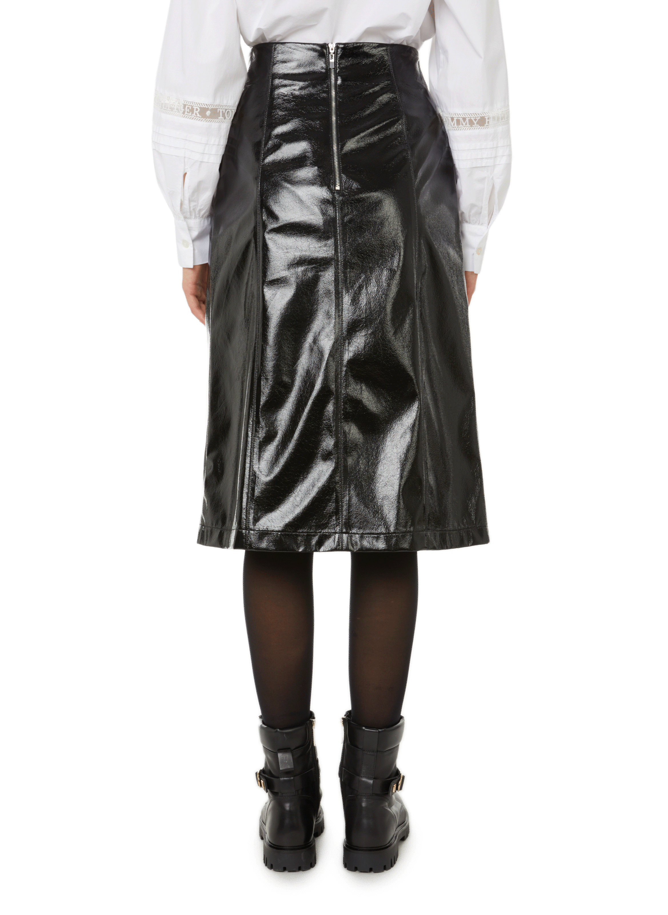 Jupe midi évasée en vinyle SAISON 1865 Noir