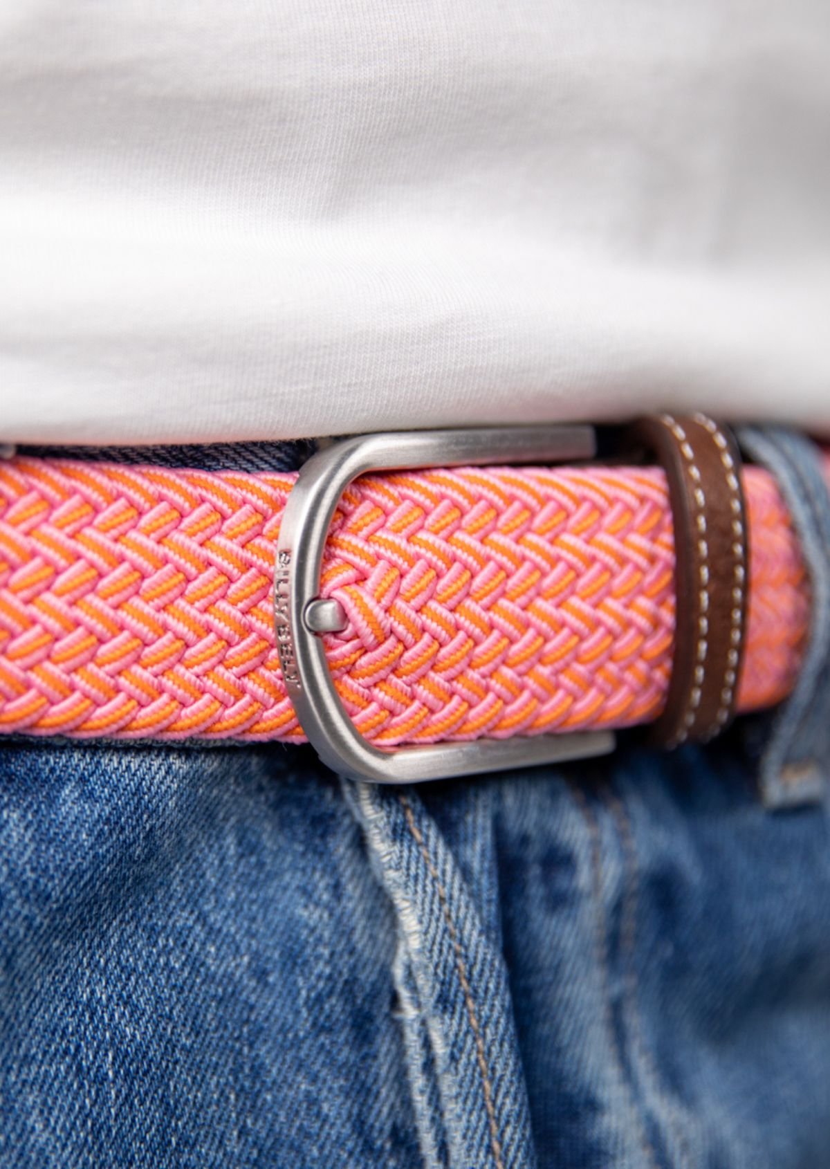 Ceinture tressée élastique multicolore BILLYBELT Orange